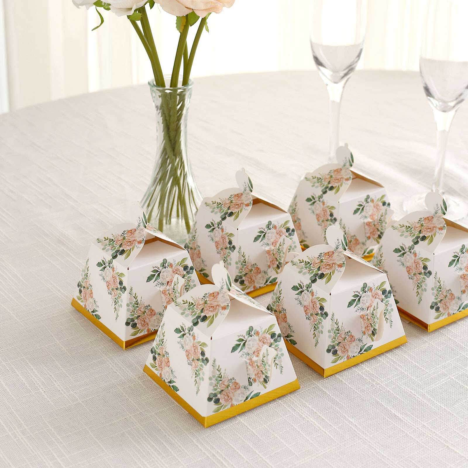 25 Pack Pink Peony Floral Mini Teapot Gift Boxes with Gold Edge, Tea Time Party Favor Boxes - 5"x4" - Image 7