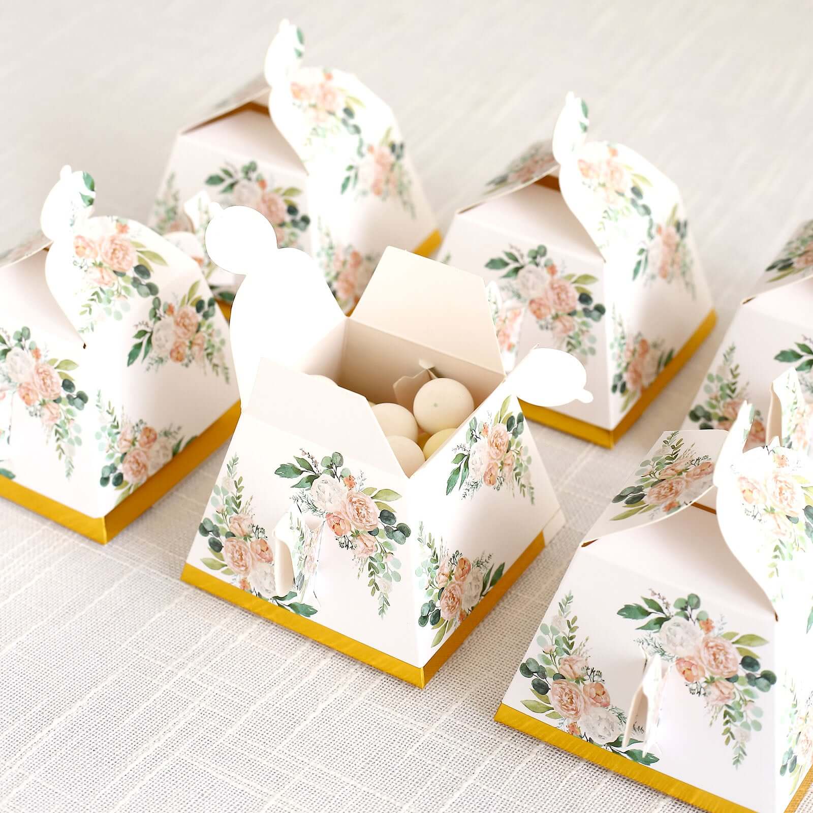 25 Pack Pink Peony Floral Mini Teapot Gift Boxes with Gold Edge, Tea Time Party Favor Boxes - 5"x4" - Image 8