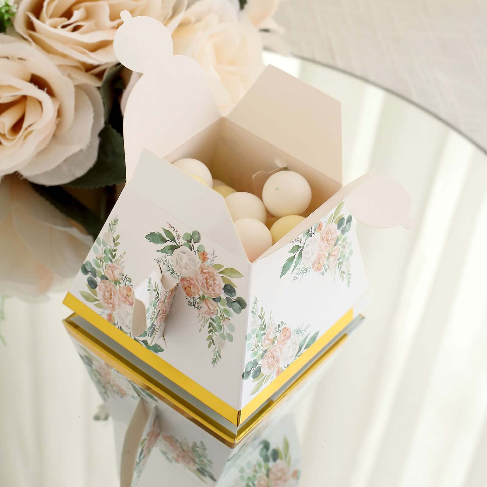 25 Pack Pink Peony Floral Mini Teapot Gift Boxes with Gold Edge, Tea Time Party Favor Boxes - 5"x4" - Image 9