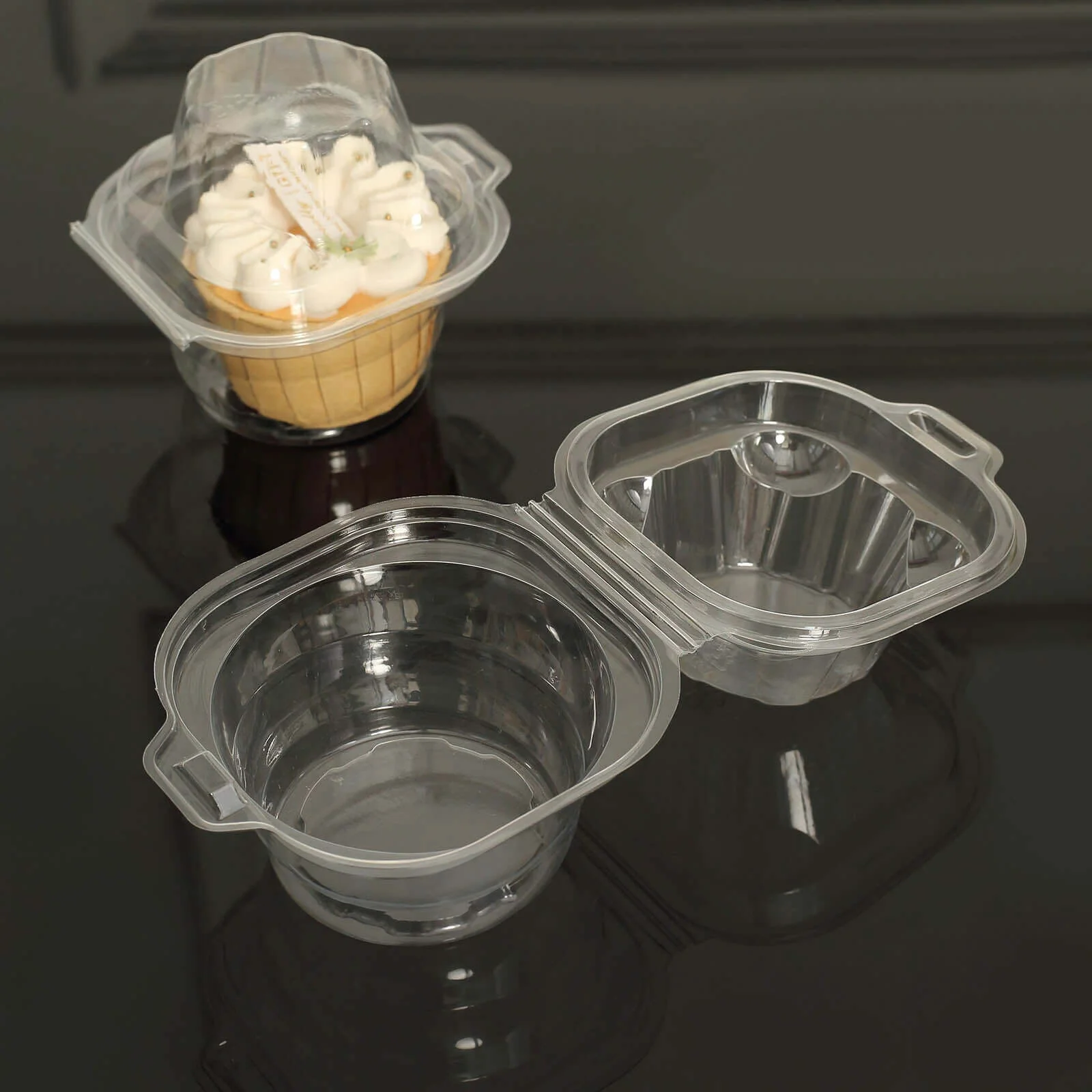 25-Pack Plastic Cupcake Container Boxes with Dome Lid 4" Clear - Stackable Individual Clamshell-Packaging for Bakery Display & Party Favors - Image 2