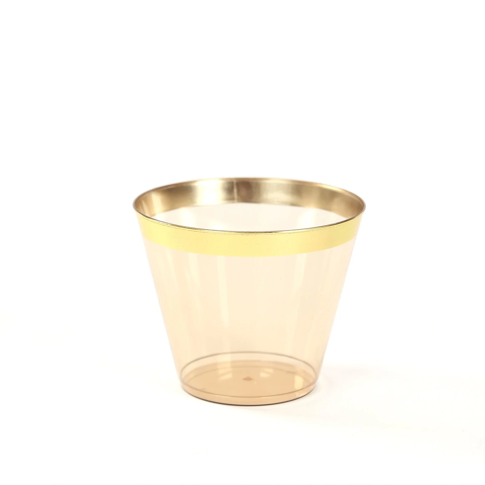 25-Pack Plastic Party Cups 9oz Amber Gold Crystal with Gold Rim - Short Disposable Drink Tumblers - Image 5