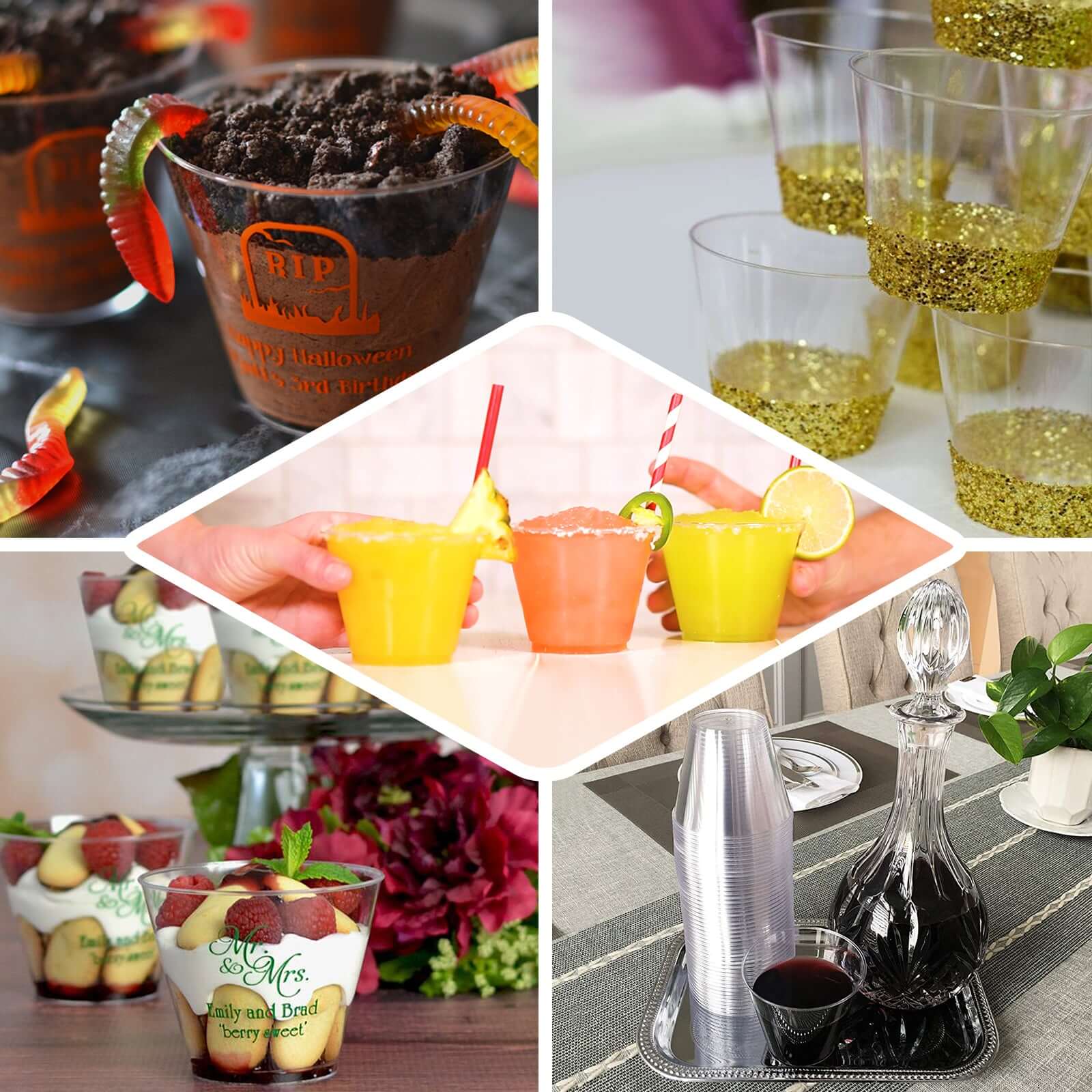 25-Pack Plastic Party Cups 9oz Clear Crystal - Short Disposable Drink Tumblers - Image 5