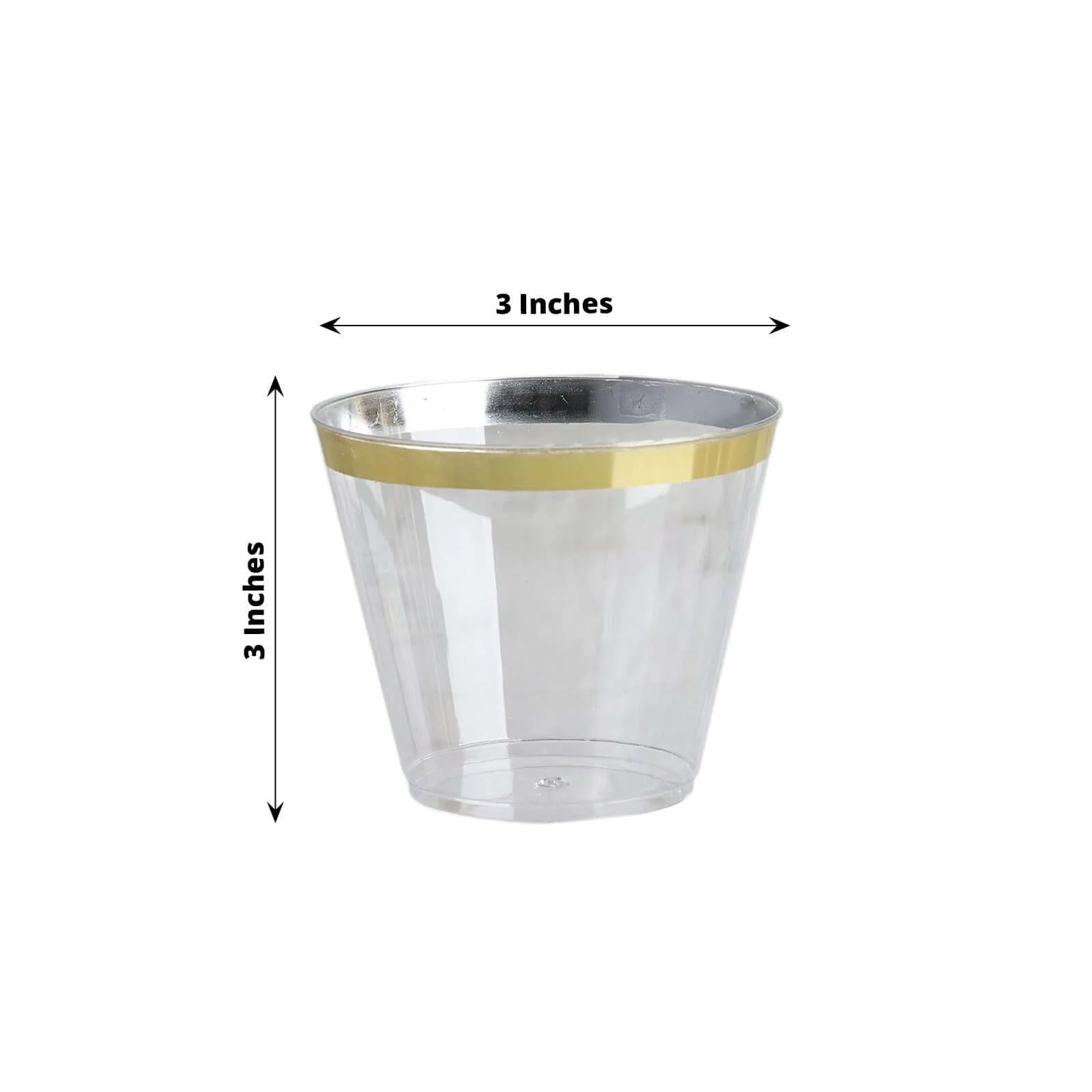 25-Pack Plastic Party Cups 9oz Clear Crystal with Gold Rim - Short Disposable Drink Tumblers - Image 3