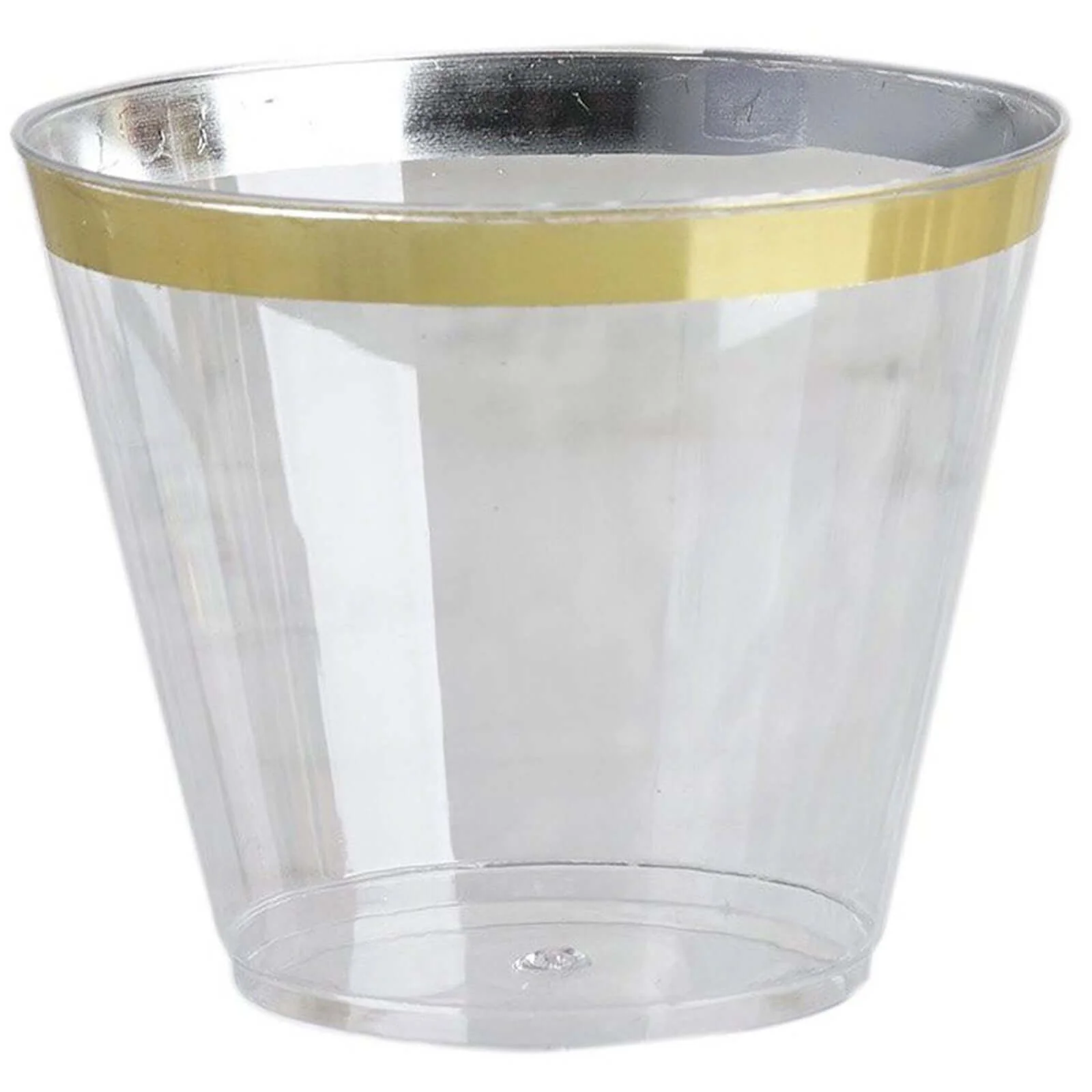 25-Pack Plastic Party Cups 9oz Clear Crystal with Gold Rim - Short Disposable Drink Tumblers - Image 6