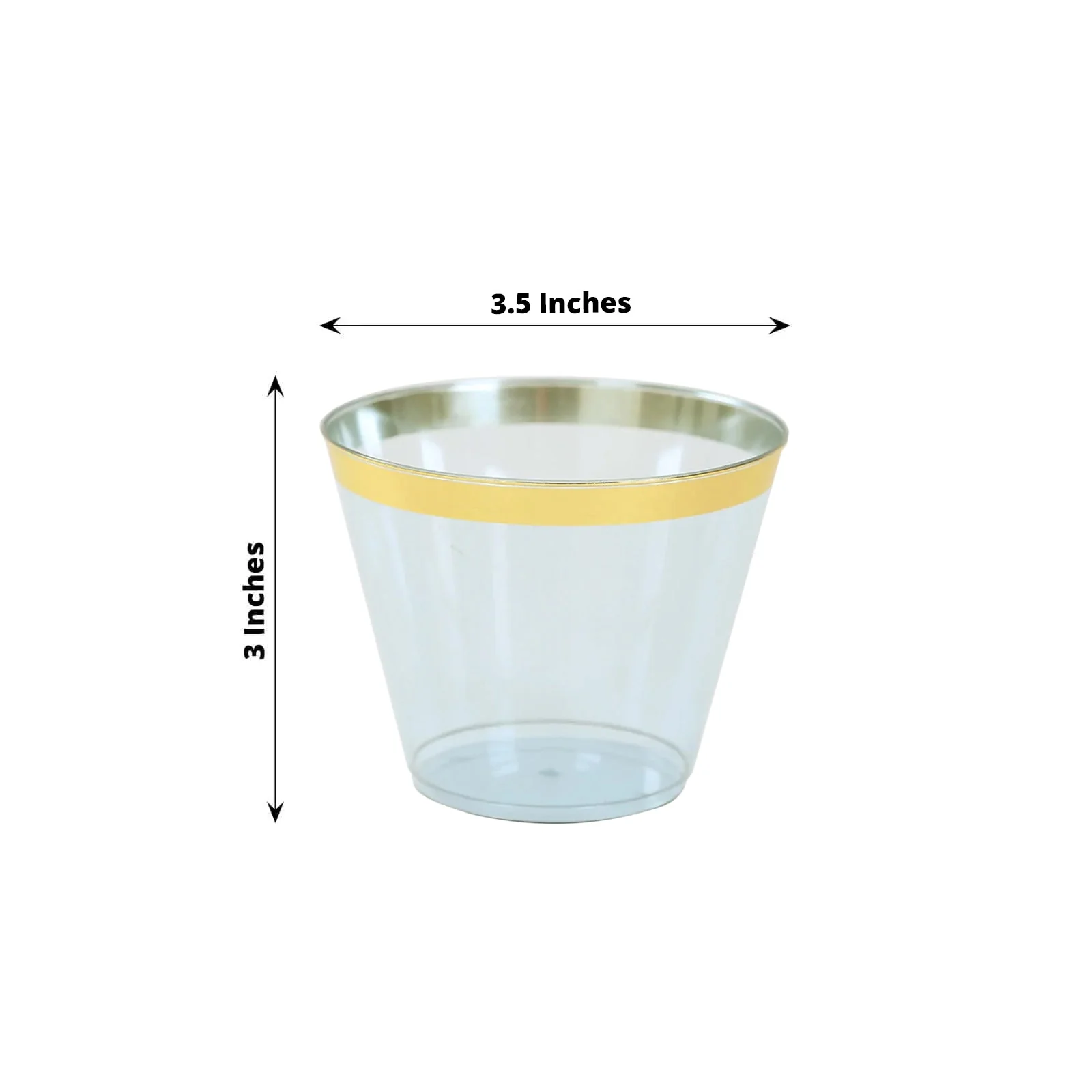 25-Pack Plastic Party Cups 9oz Dusty Blue Crystal with Gold Rim - Short Disposable Drink Tumblers - Image 3