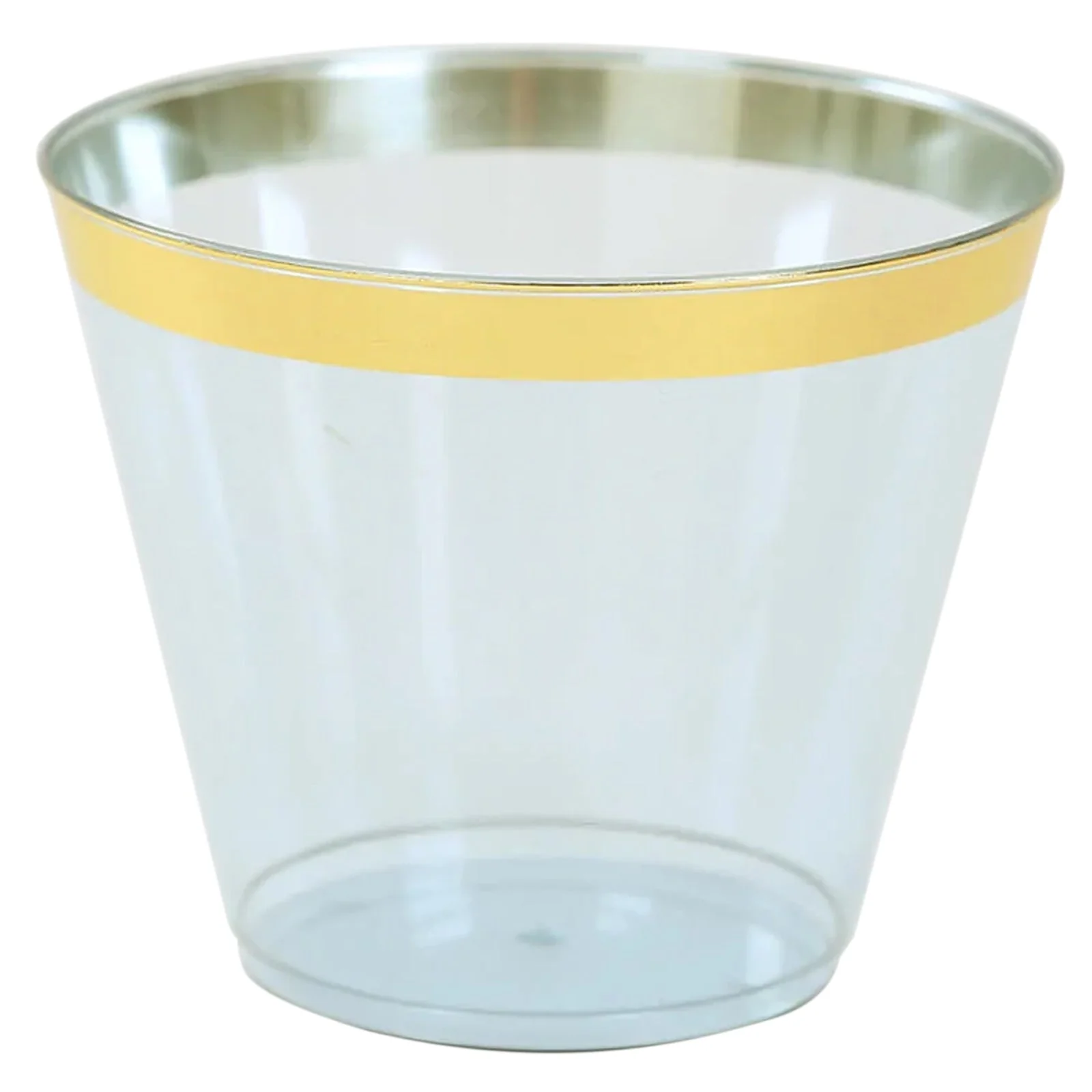 25-Pack Plastic Party Cups 9oz Dusty Blue Crystal with Gold Rim - Short Disposable Drink Tumblers - Image 6