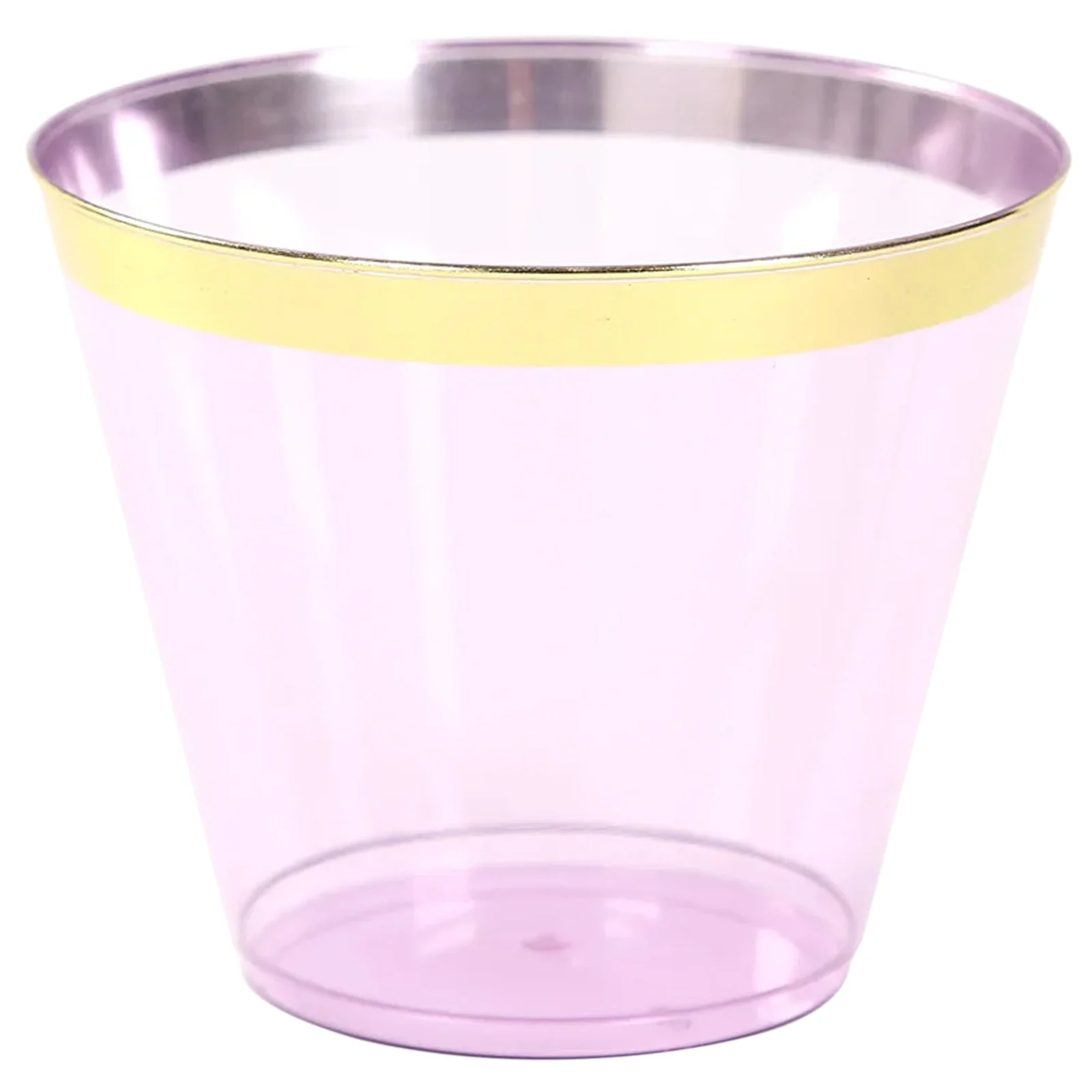 25-Pack Plastic Party Cups 9oz Purple Crystal with Gold Rim - Short Disposable Drink Tumblers - Image 6