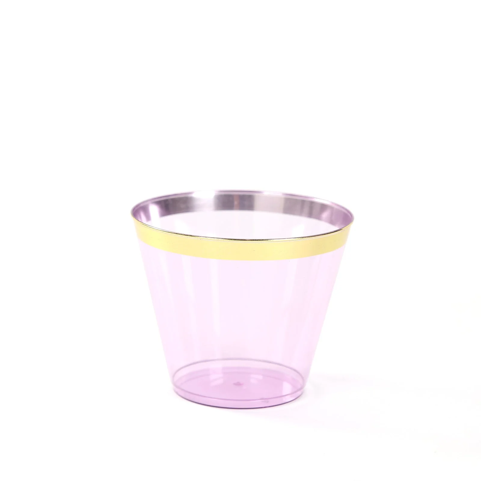 25-Pack Plastic Party Cups 9oz Purple Crystal with Gold Rim - Short Disposable Drink Tumblers - Image 8