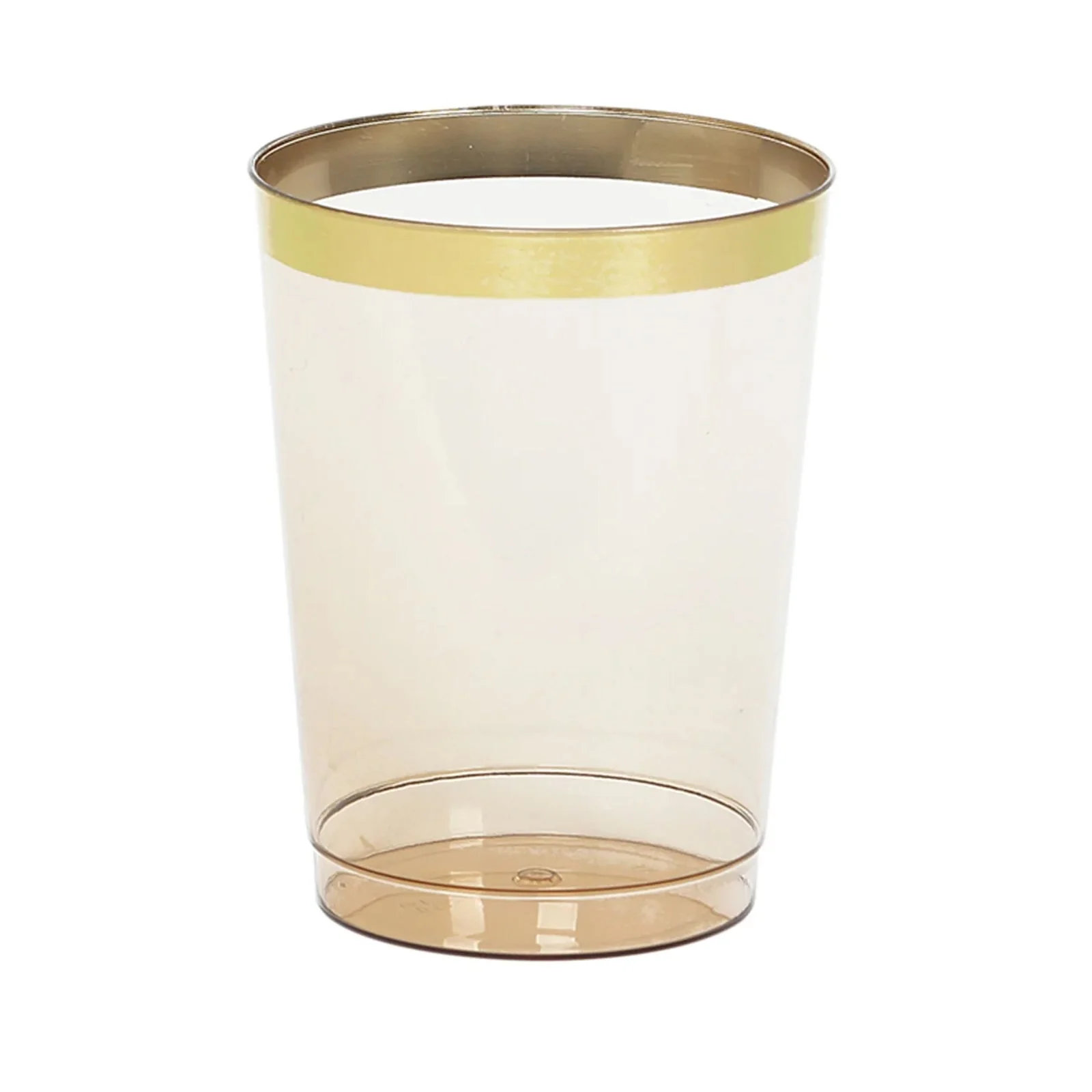 25-Pack Plastic Tumbler Cups 10oz Amber Gold with Gold Rim - Disposable Crystal Drinking Glasses for Parties - Image 5