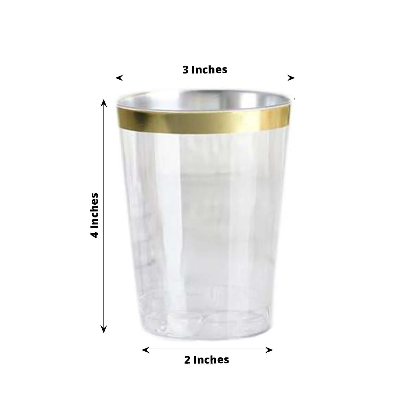 25-Pack Plastic Tumbler Cups 10oz Clear with Gold Rim - Disposable Crystal Drinking Glasses for Parties - Image 3