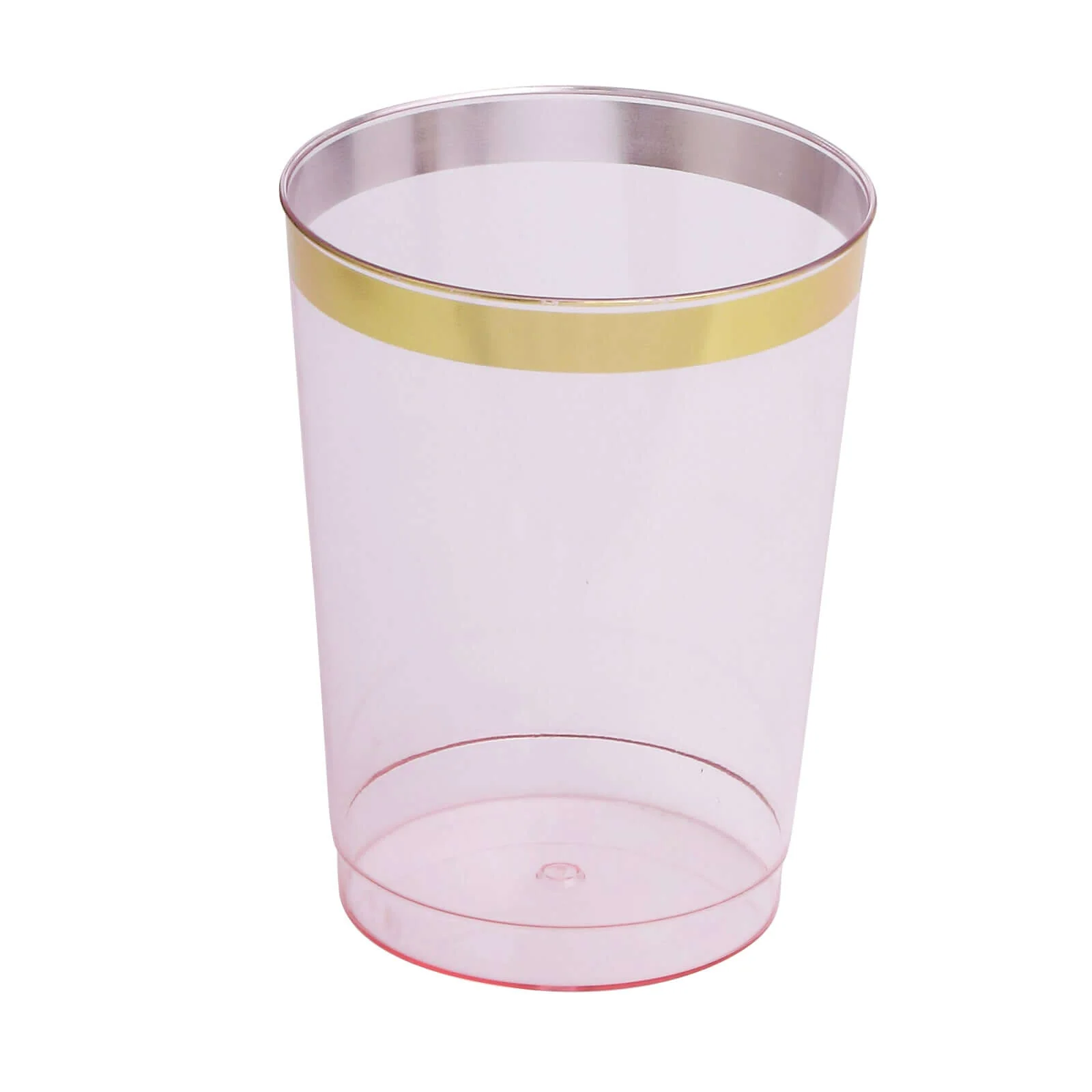 25-Pack Plastic Tumbler Cups 10oz Transparent Blush with Gold Rim - Disposable Crystal Drinking Glasses for Parties - Image 6