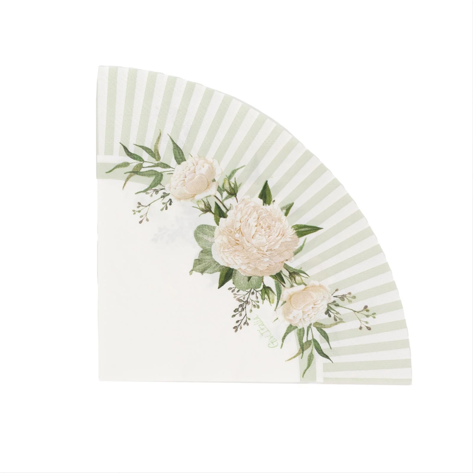 25-Pack Round Paper Cocktail Napkins 2 Ply 6"x6" White/Sage Green with Floral Lined Pattern - Absorbent Beverage Napkins - Image 12