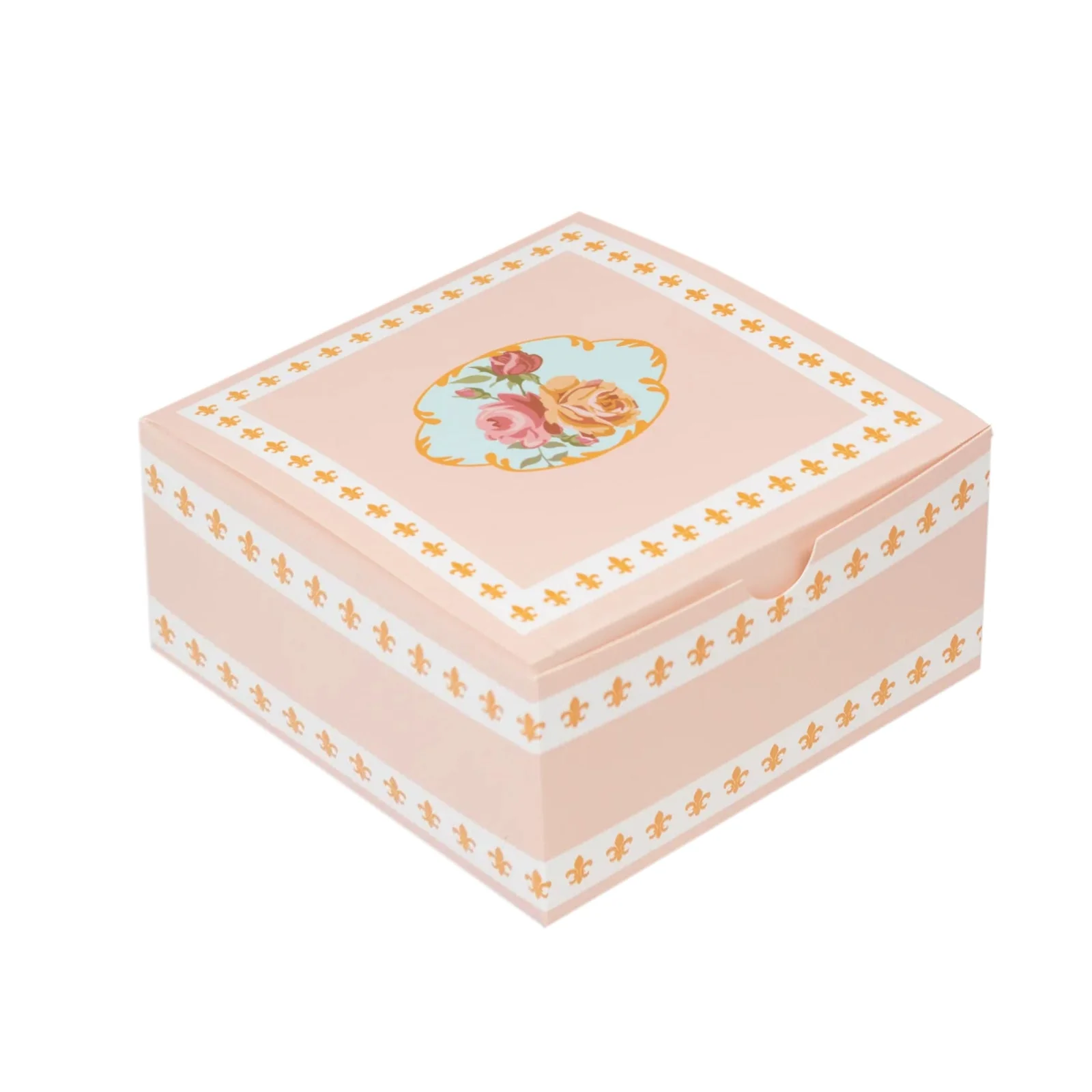 25-Pack Favor Boxes Vintage Rose Floral – Dusty Rose Cardstock Gift Boxes for Treats, Chocolates, Macarons & Small Gifts - 4"x4"x2" - Image 6