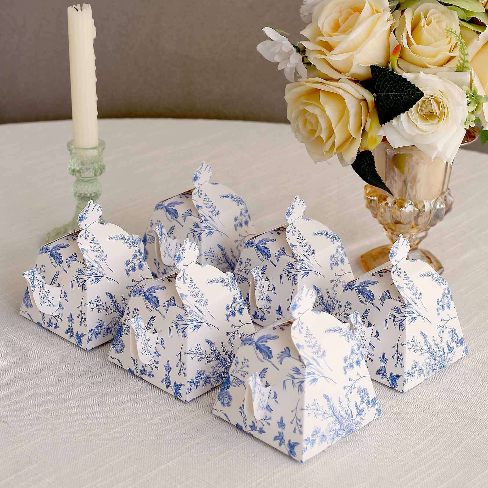 25 Pack White Blue Mini Teapot Gift Boxes in French Toile Pattern, Tea Time Party Favor Boxes - 5"x4" - Image 5