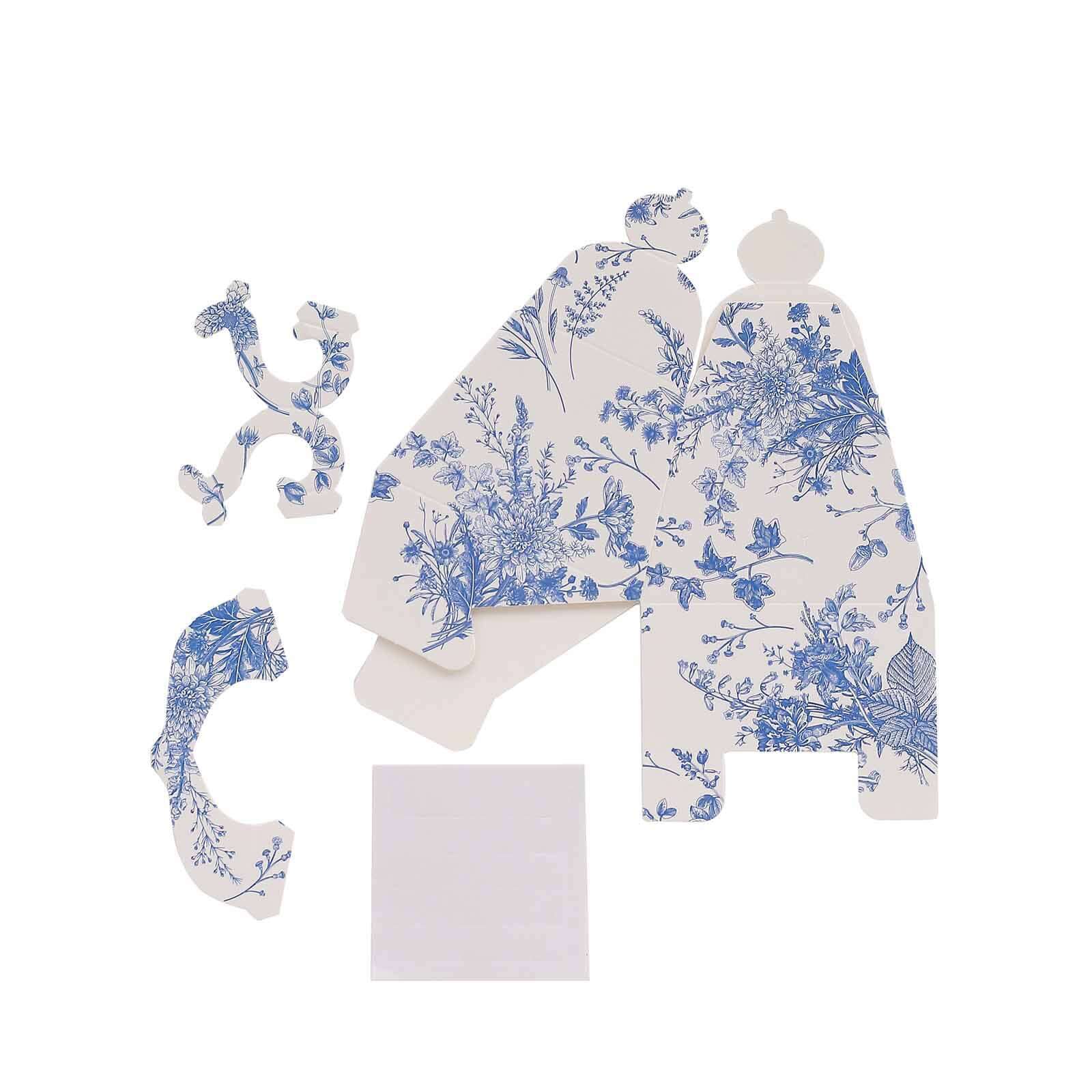 25 Pack White Blue Mini Teapot Gift Boxes in French Toile Pattern, Tea Time Party Favor Boxes - 5"x4" - Image 7