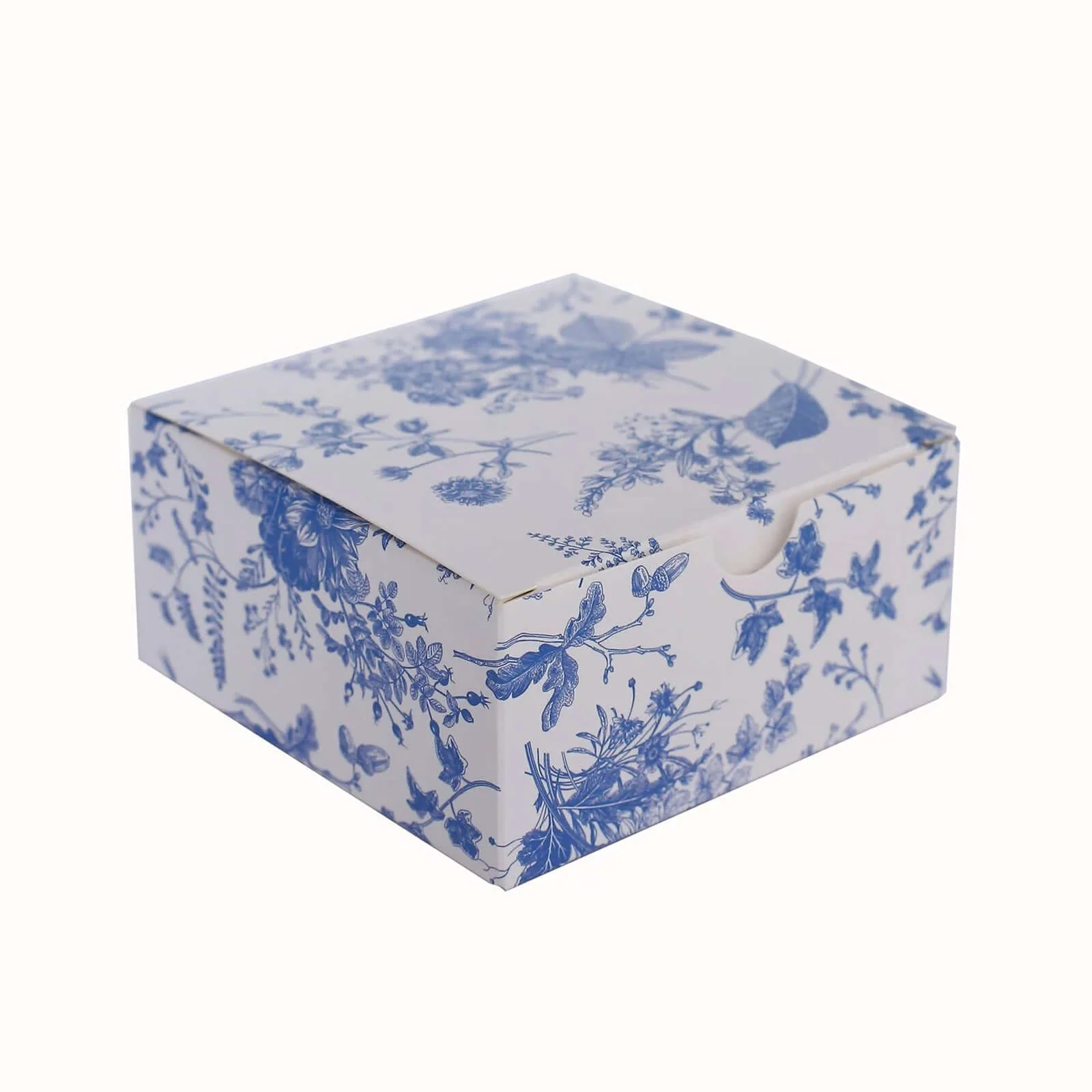 25 Pack White Blue Paper Gift Boxes in French Toile Pattern, Cardstock Party Shower Candy Favor Boxes - 4"x4"x2" - Image 6