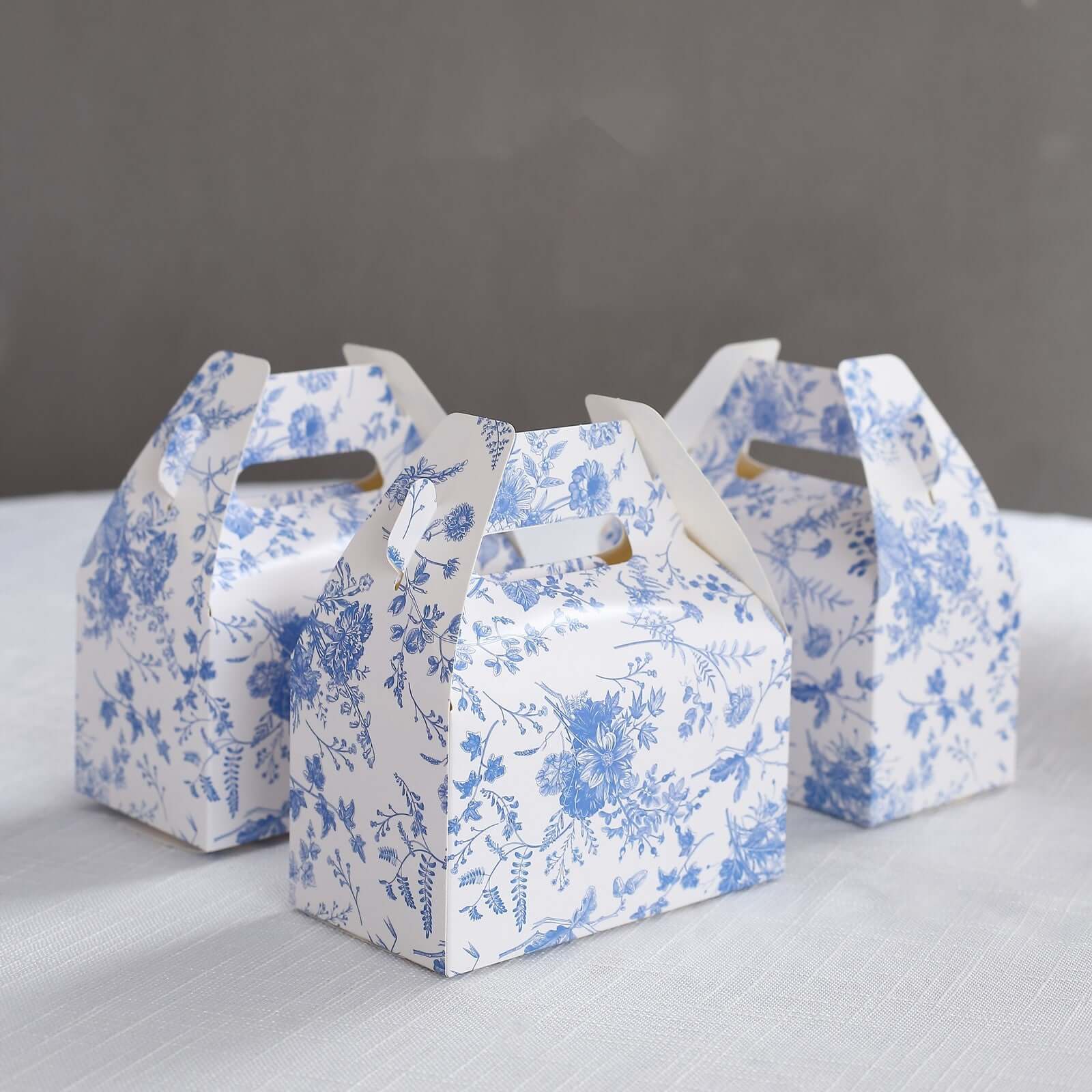 25 Pack White Blue Party Favor Gift Tote Gable Boxes in French Toile Pattern, Candy Treat Boxes - 6"x3.5"x7" - Image 7