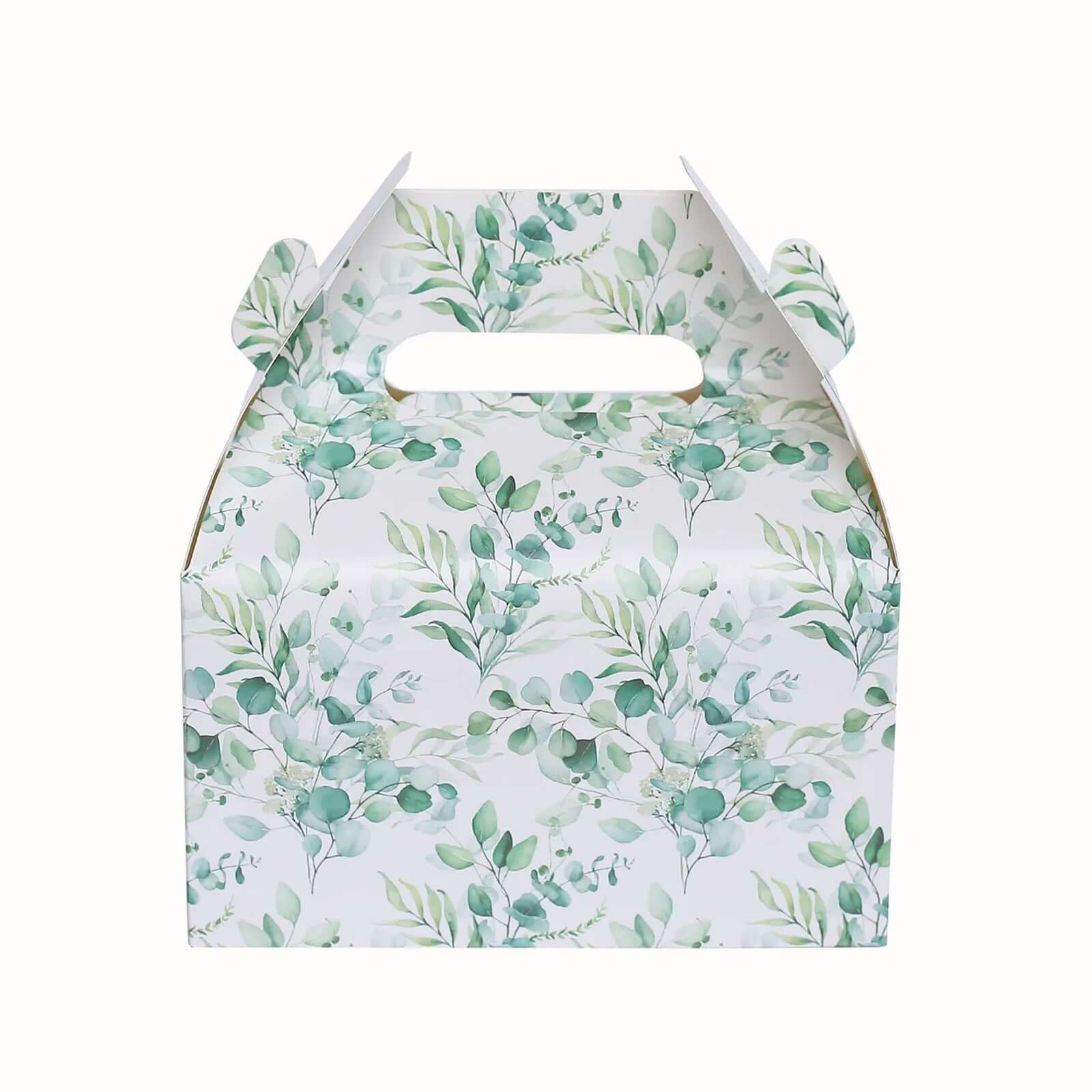 25 Pack White Green Party Favor Gift Tote Gable Boxes with Eucalyptus Leaves Print, Candy Treat Boxes - 6"x3.5"x7" - Image 8