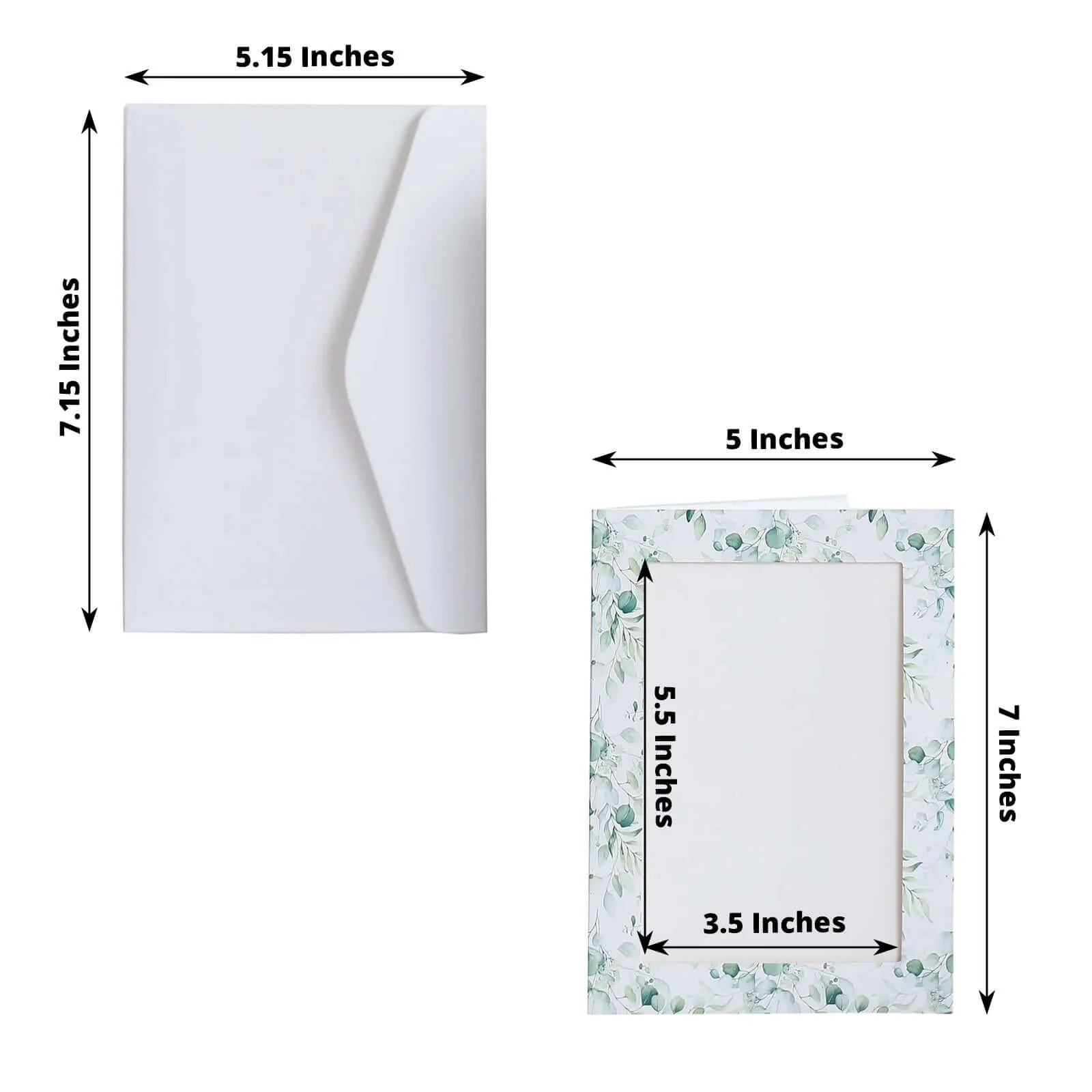 25-Pack White Green Photo Frame Thank You Cards 3.5"x5.5" Eucalyptus Leaves Design with Envelopes - Picture Insert Invitation Cards for Weddings & Events - Image 3