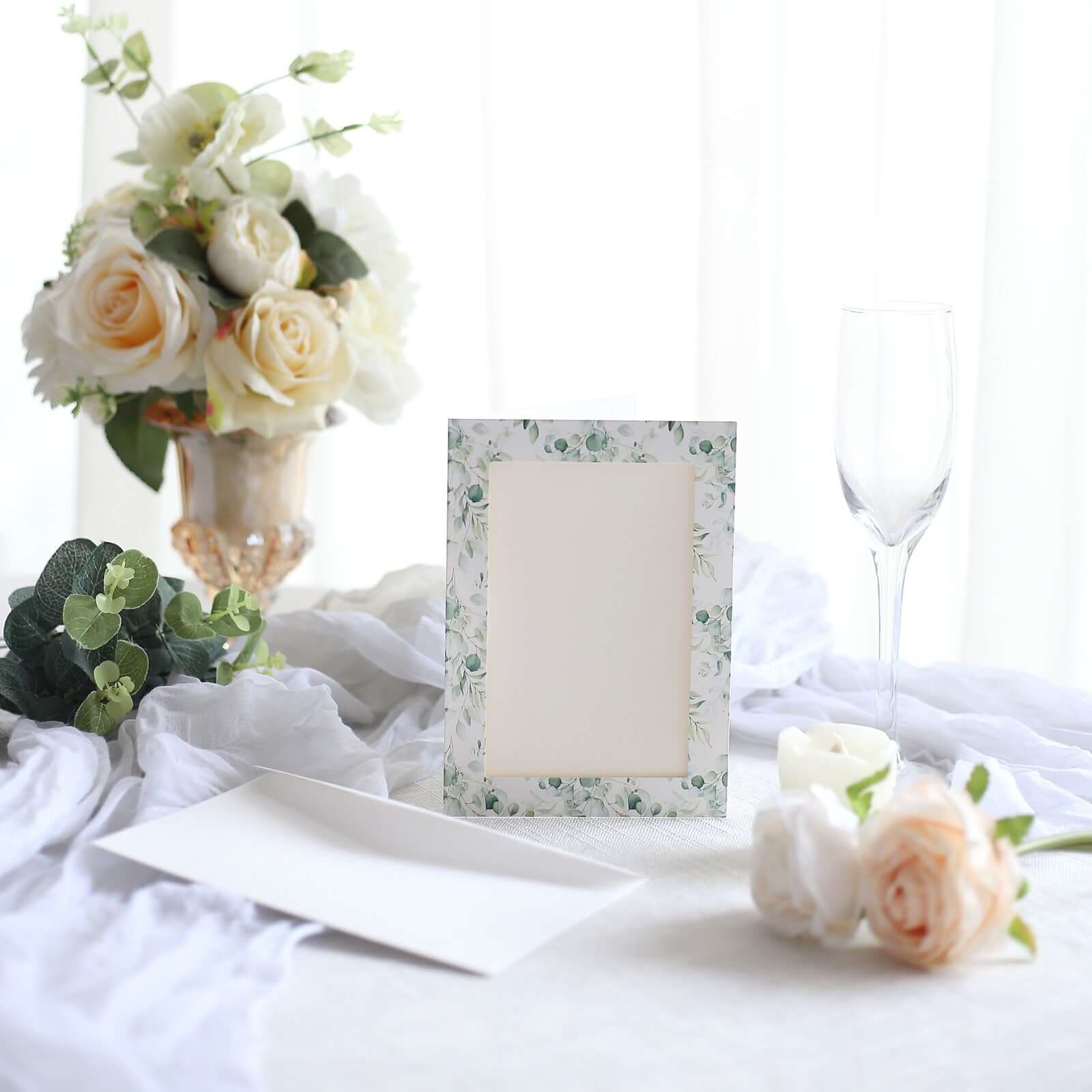 25-Pack White Green Photo Frame Thank You Cards 3.5"x5.5" Eucalyptus Leaves Design with Envelopes - Picture Insert Invitation Cards for Weddings & Events - Image 5