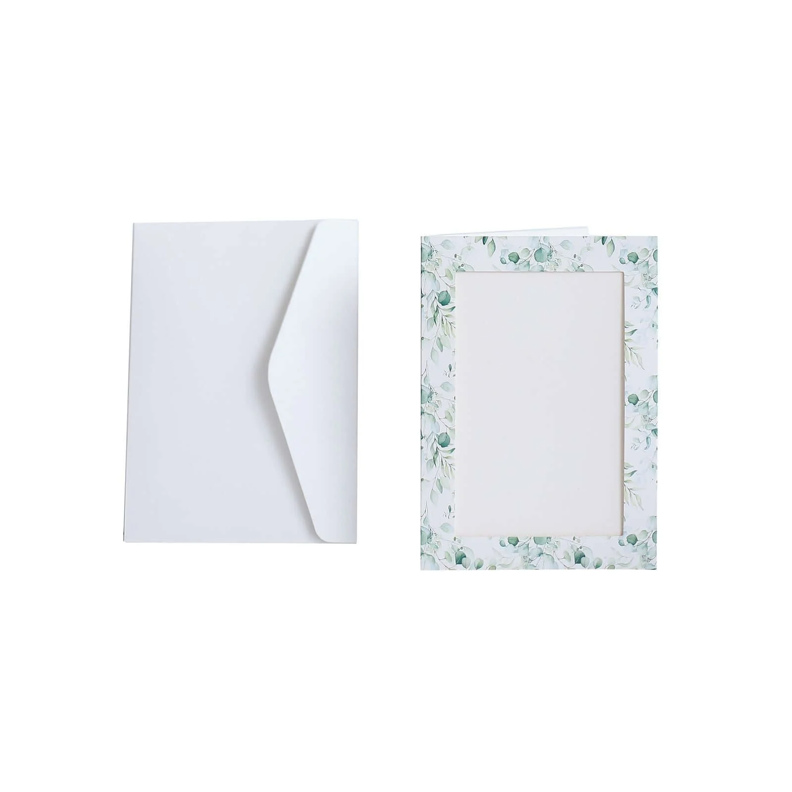 25-Pack White Green Photo Frame Thank You Cards 3.5"x5.5" Eucalyptus Leaves Design with Envelopes - Picture Insert Invitation Cards for Weddings & Events - Image 7