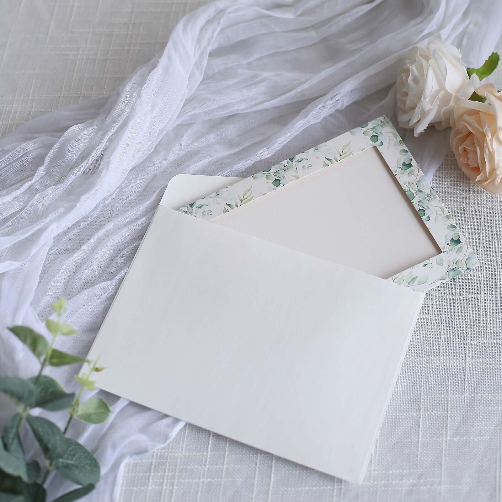 25-Pack White Green Photo Frame Thank You Cards 3.5"x5.5" Eucalyptus Leaves Design with Envelopes - Picture Insert Invitation Cards for Weddings & Events - Image 8