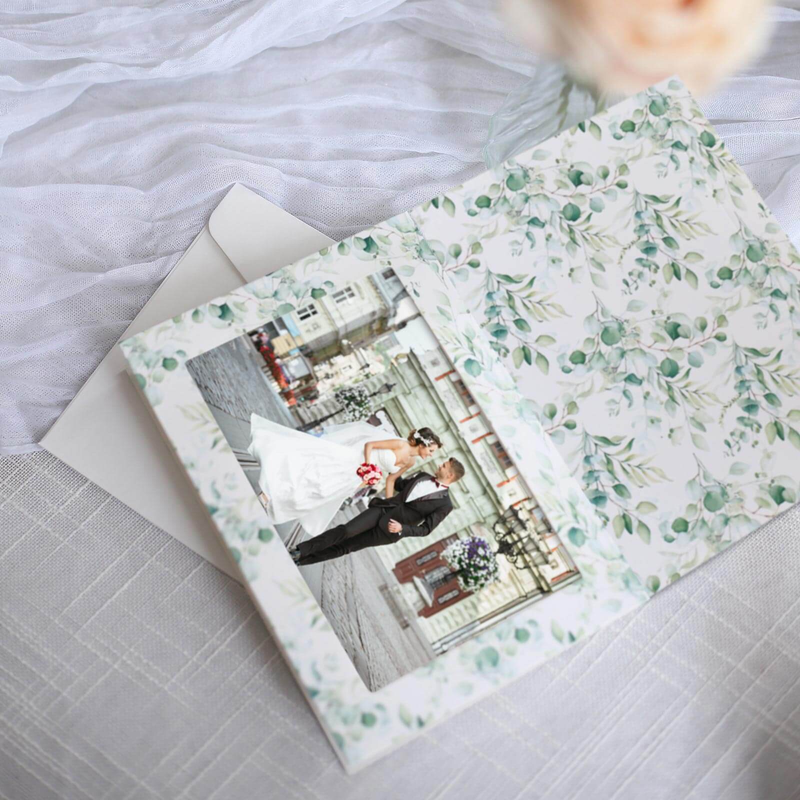 25-Pack White Green Photo Frame Thank You Cards 3.5"x5.5" Eucalyptus Leaves Design with Envelopes - Picture Insert Invitation Cards for Weddings & Events - Image 9