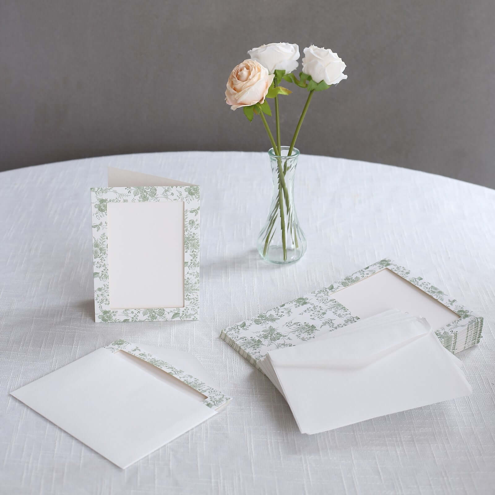 25-Pack White Sage Green Photo Frame Thank You Cards 3.5"x5.5" - Image 2