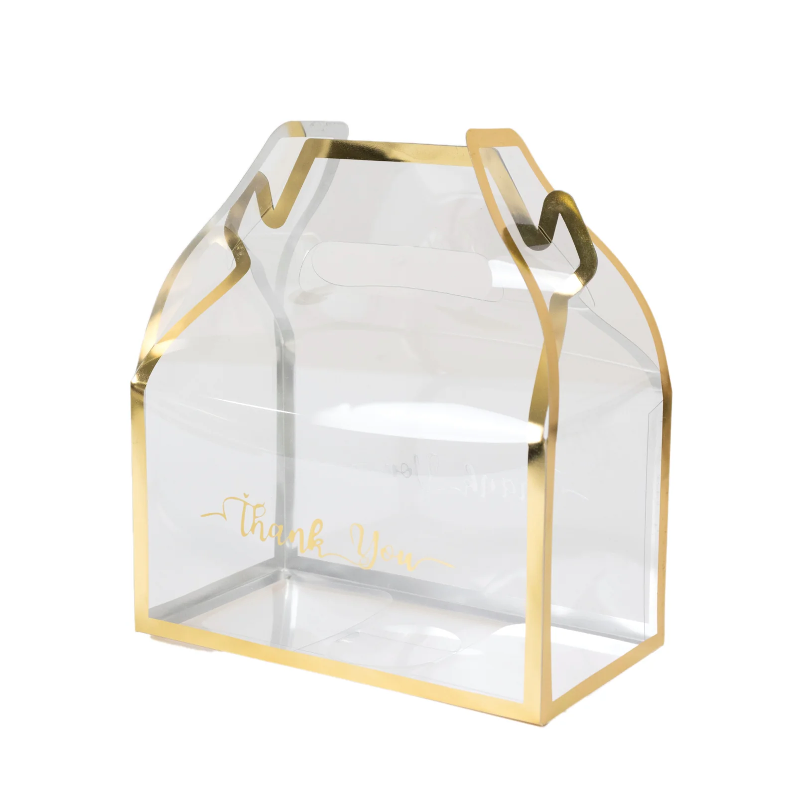 25 Pack Gold Trimmed Clear PVC Tote Gable Boxes with Thank You Print, Transparent Candy Favor Boxes for Parties & Events - 6"x3.5"x7" - Image 5