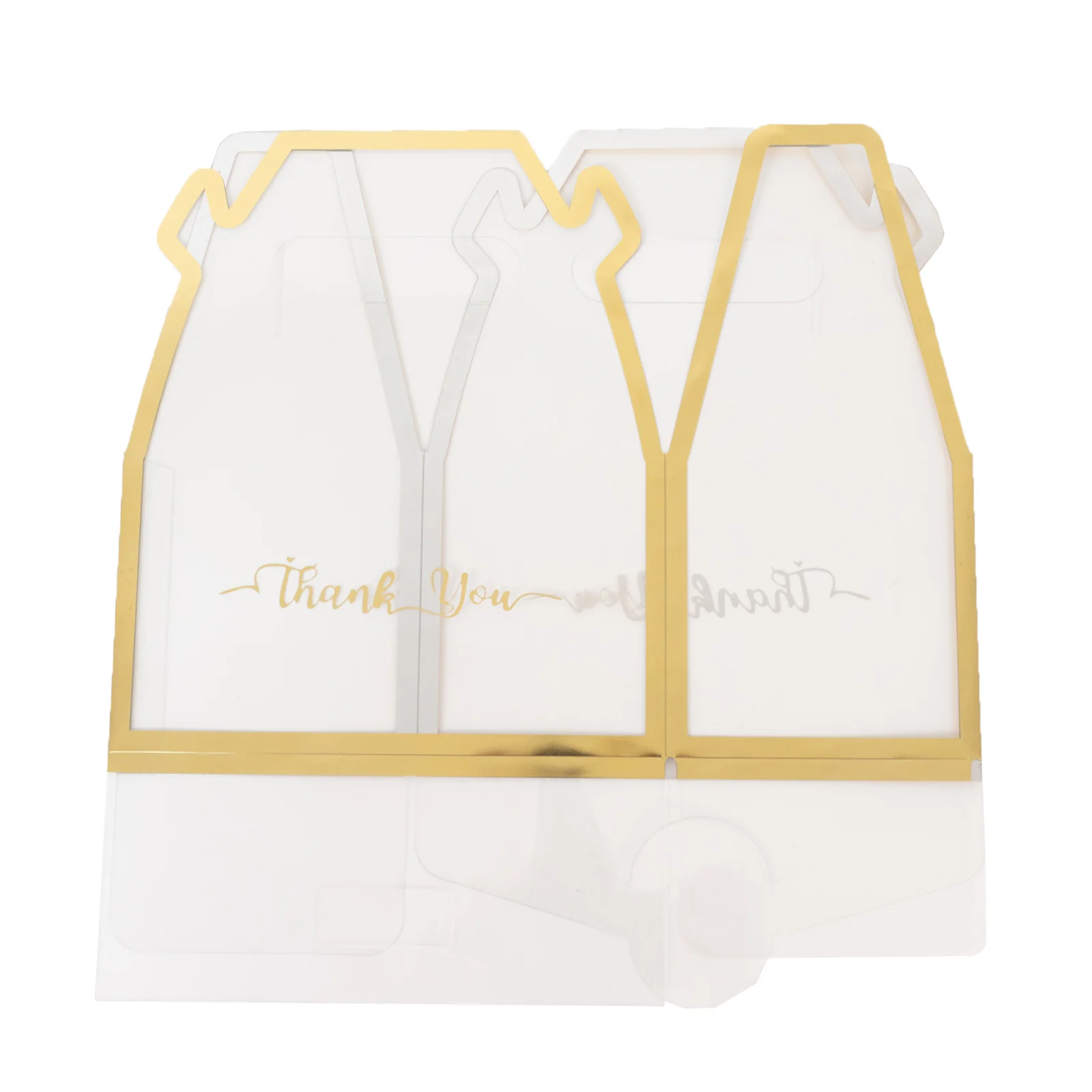 25 Pack Gold Trimmed Clear PVC Tote Gable Boxes with Thank You Print, Transparent Candy Favor Boxes for Parties & Events - 6"x3.5"x7" - Image 6