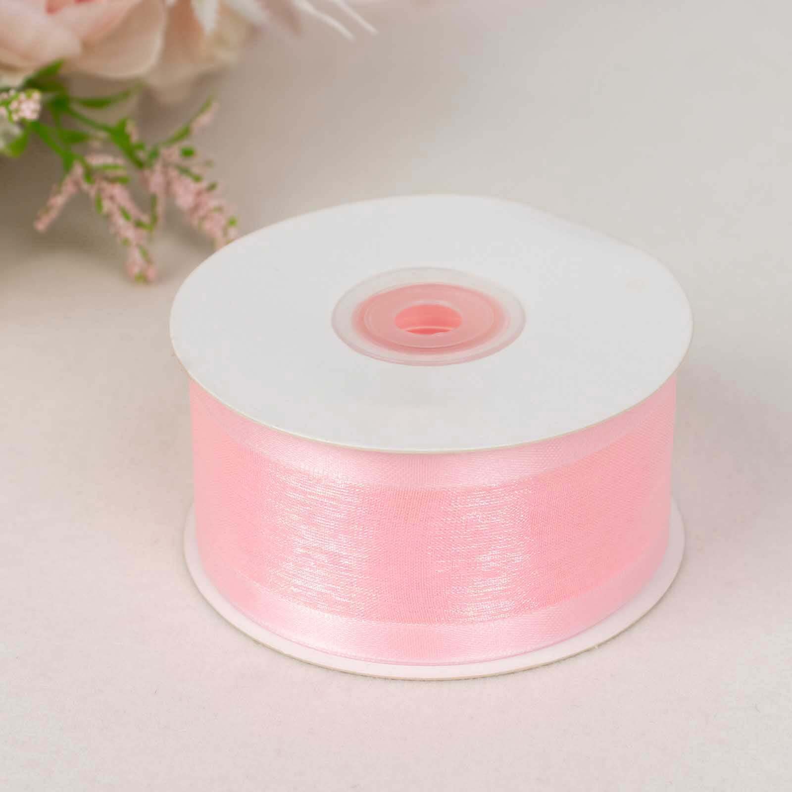Blush Sheer Organza Ribbon With Satin Edges 25 Yards 1.5"