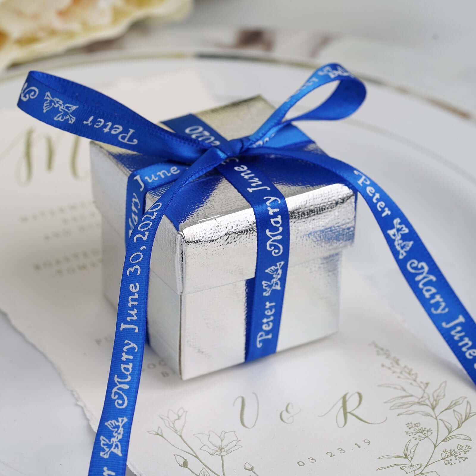 Personalized Continuous Satin Ribbon Roll For Wedding Party Favors 25 Yards 3/8" - Image 6
