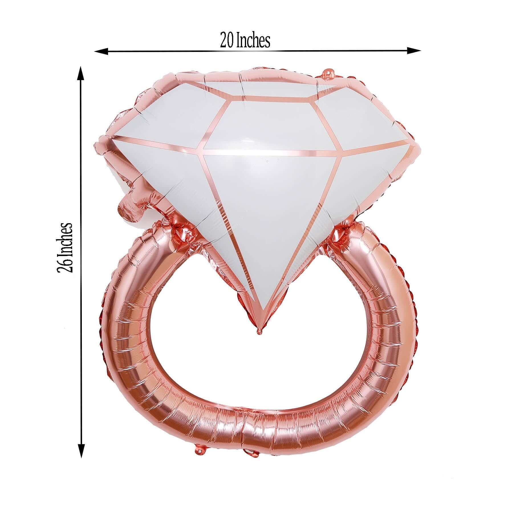 Giant Rose Gold White Diamond Ring Mylar Foil Helium Air Balloon 26" - Image 3