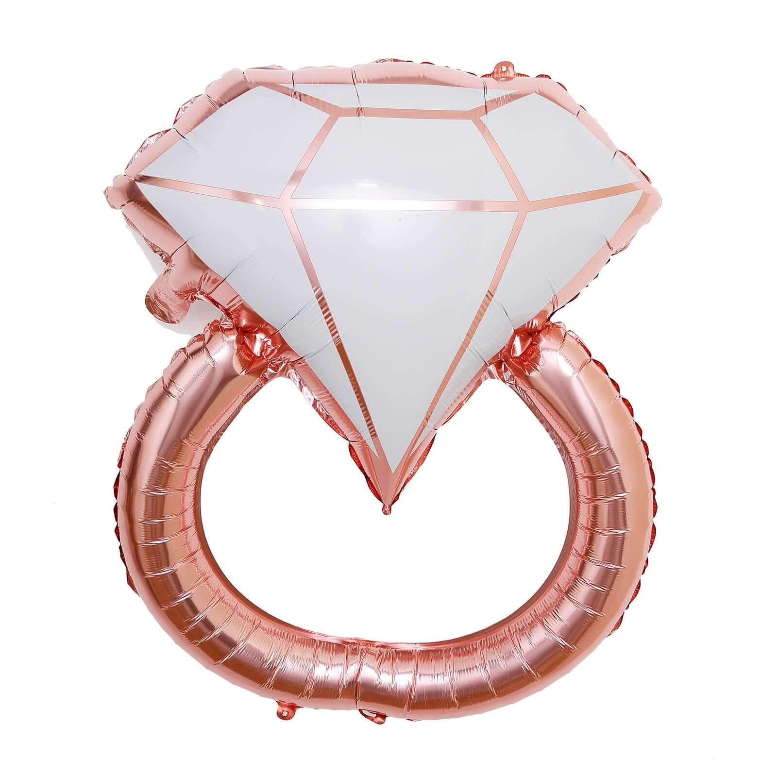 Giant Rose Gold White Diamond Ring Mylar Foil Helium Air Balloon 26" - Image 7