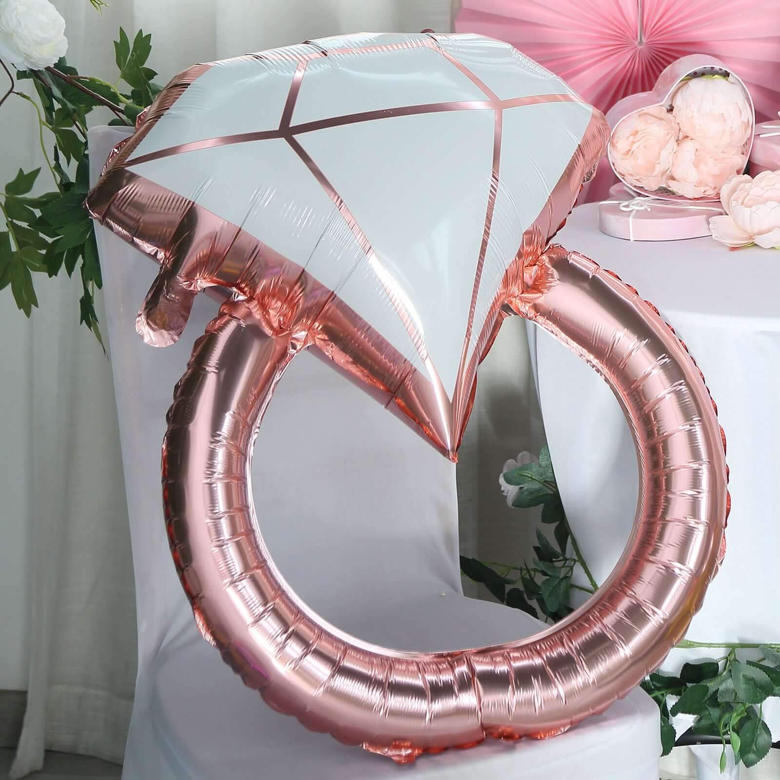 Giant Rose Gold White Diamond Ring Mylar Foil Helium Air Balloon 26" - Image 8