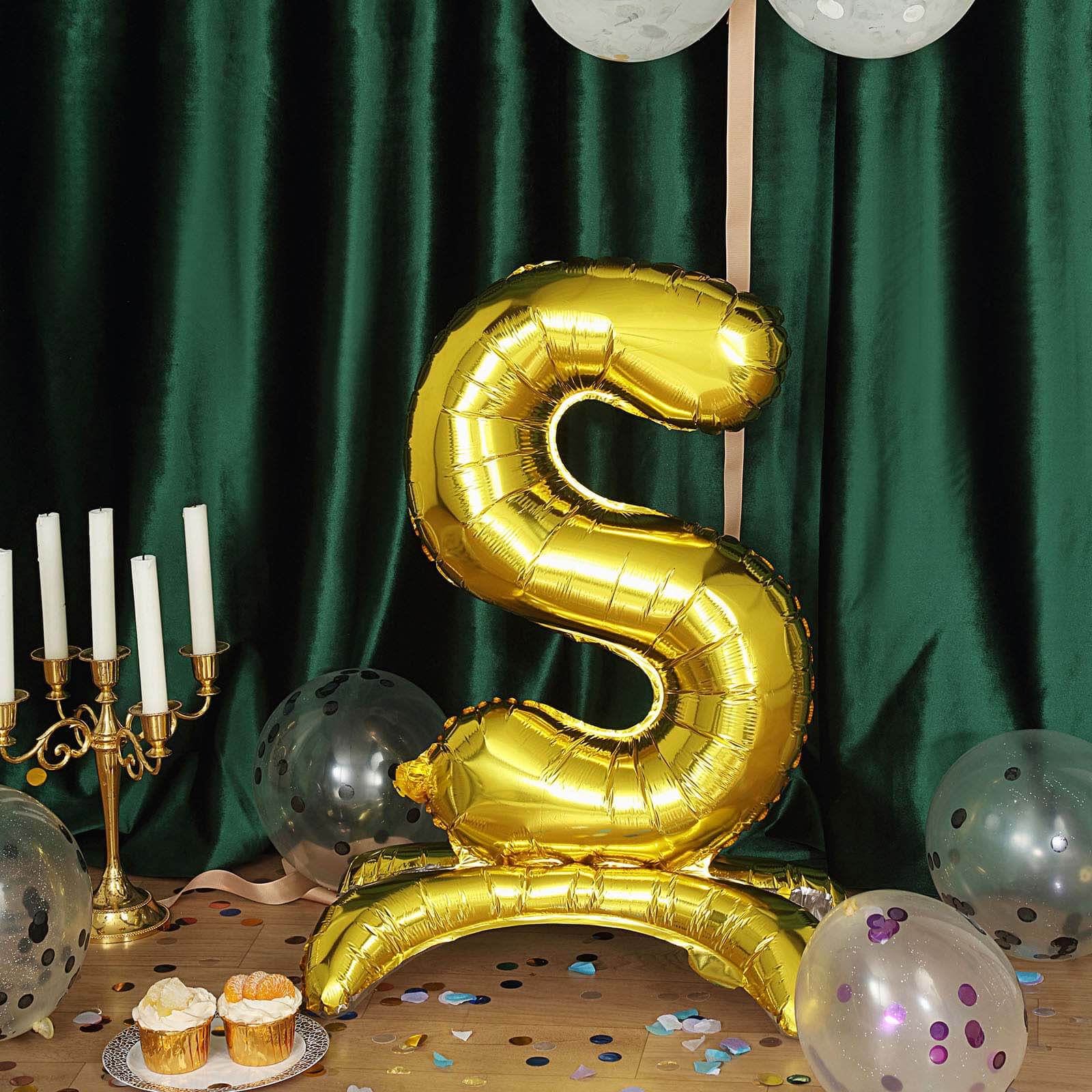 Gold Self Standing Helium/Air Mylar Foil Letter and Number Balloons 27" - Image 26