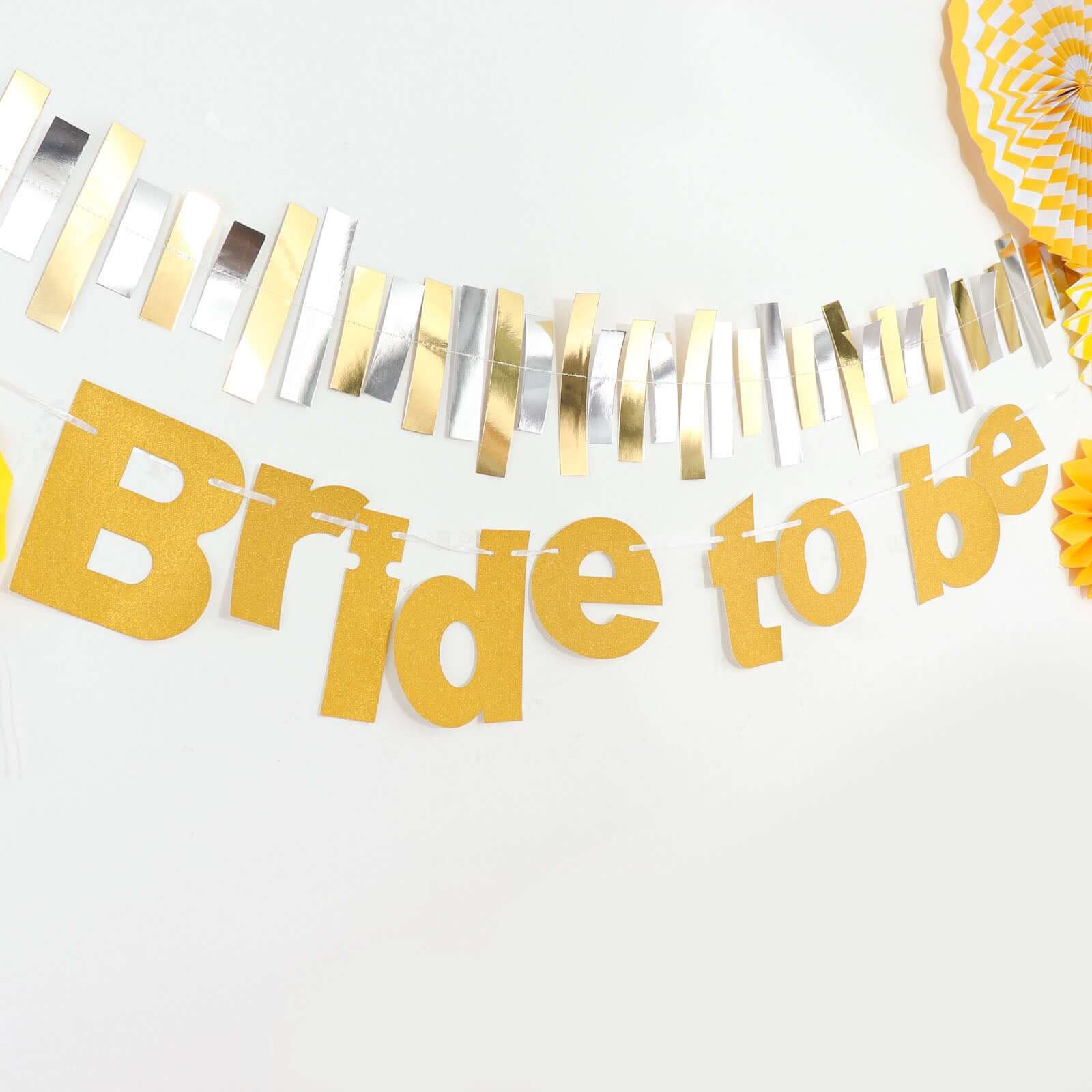 Gold Glittered Bride To Be Paper Hanging Bridal Shower Garland Banner, Bachelorette Party Banner 3.5ft - Image 10