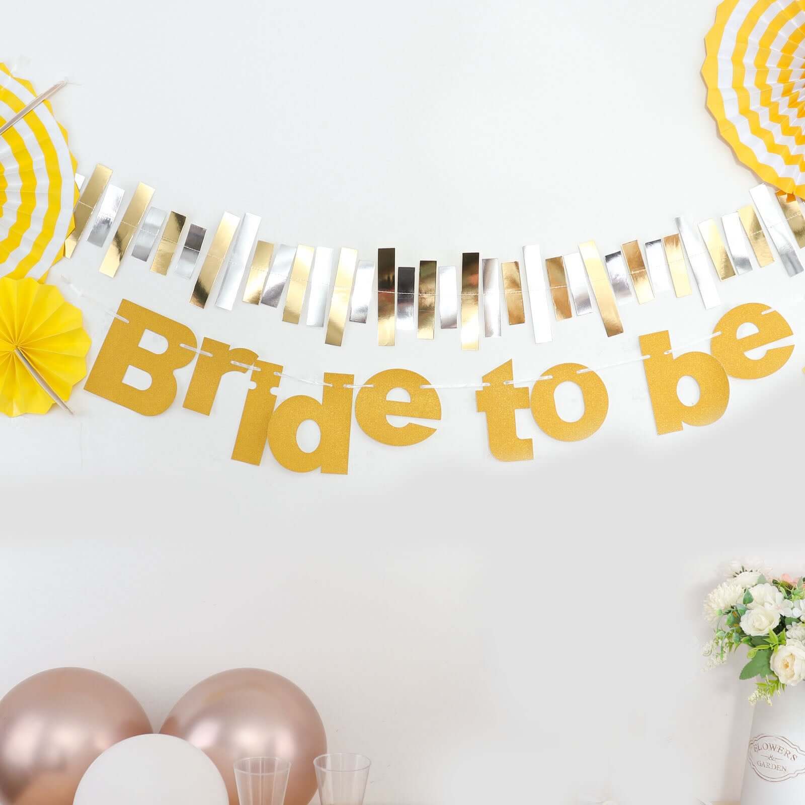 Gold Glittered Bride To Be Paper Hanging Bridal Shower Garland Banner, Bachelorette Party Banner 3.5ft - Image 14