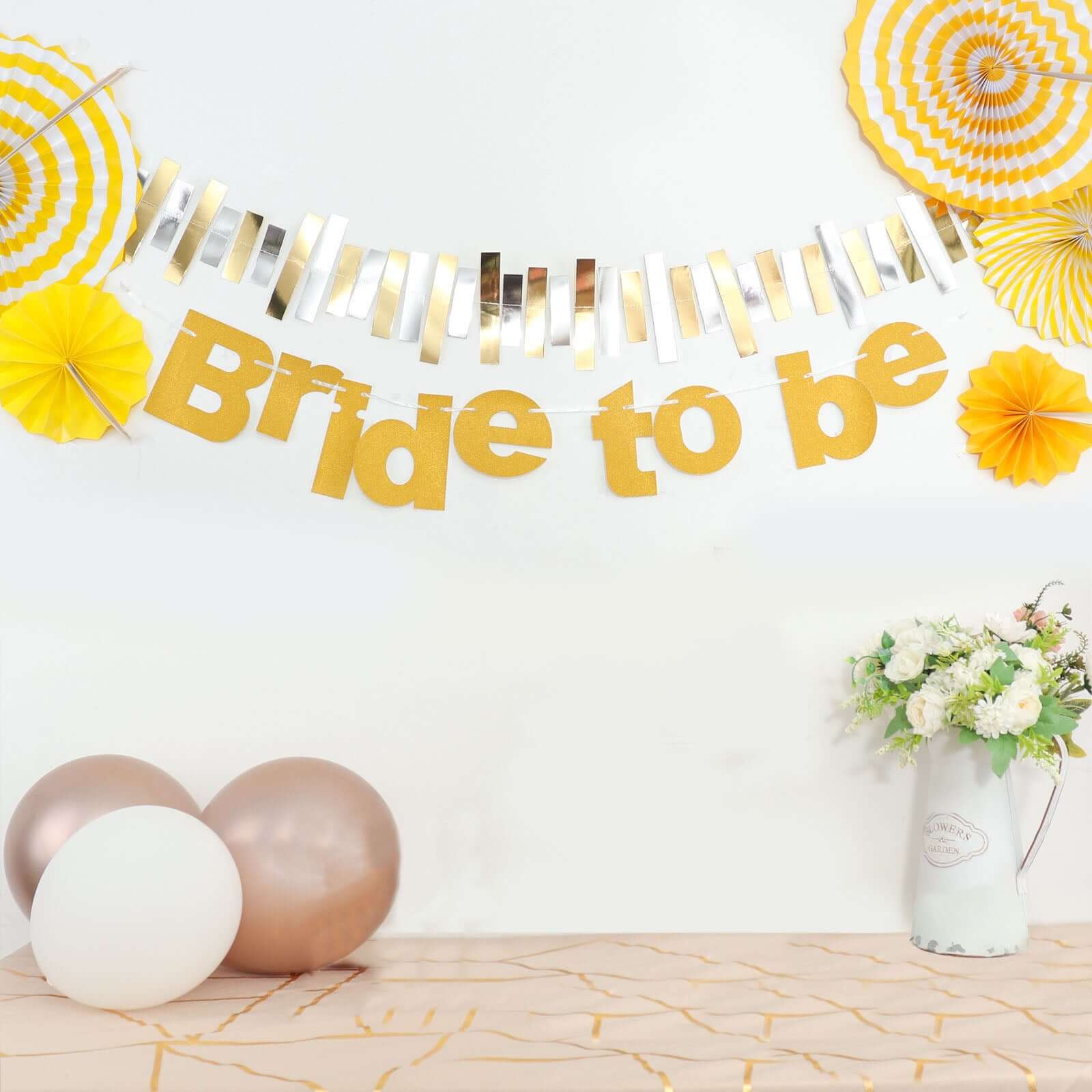 Gold Glittered Bride To Be Paper Hanging Bridal Shower Garland Banner, Bachelorette Party Banner 3.5ft - Image 5