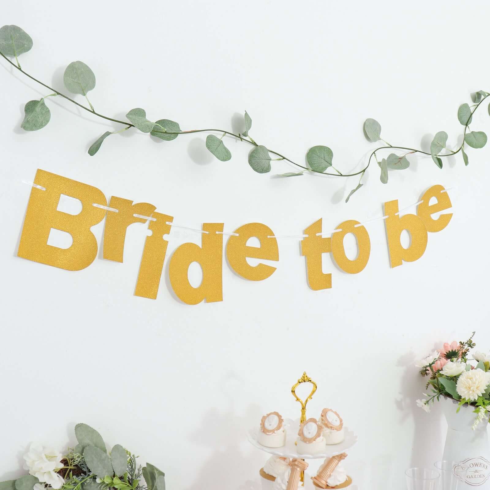 Gold Glittered Bride To Be Paper Hanging Bridal Shower Garland Banner, Bachelorette Party Banner 3.5ft - Image 8
