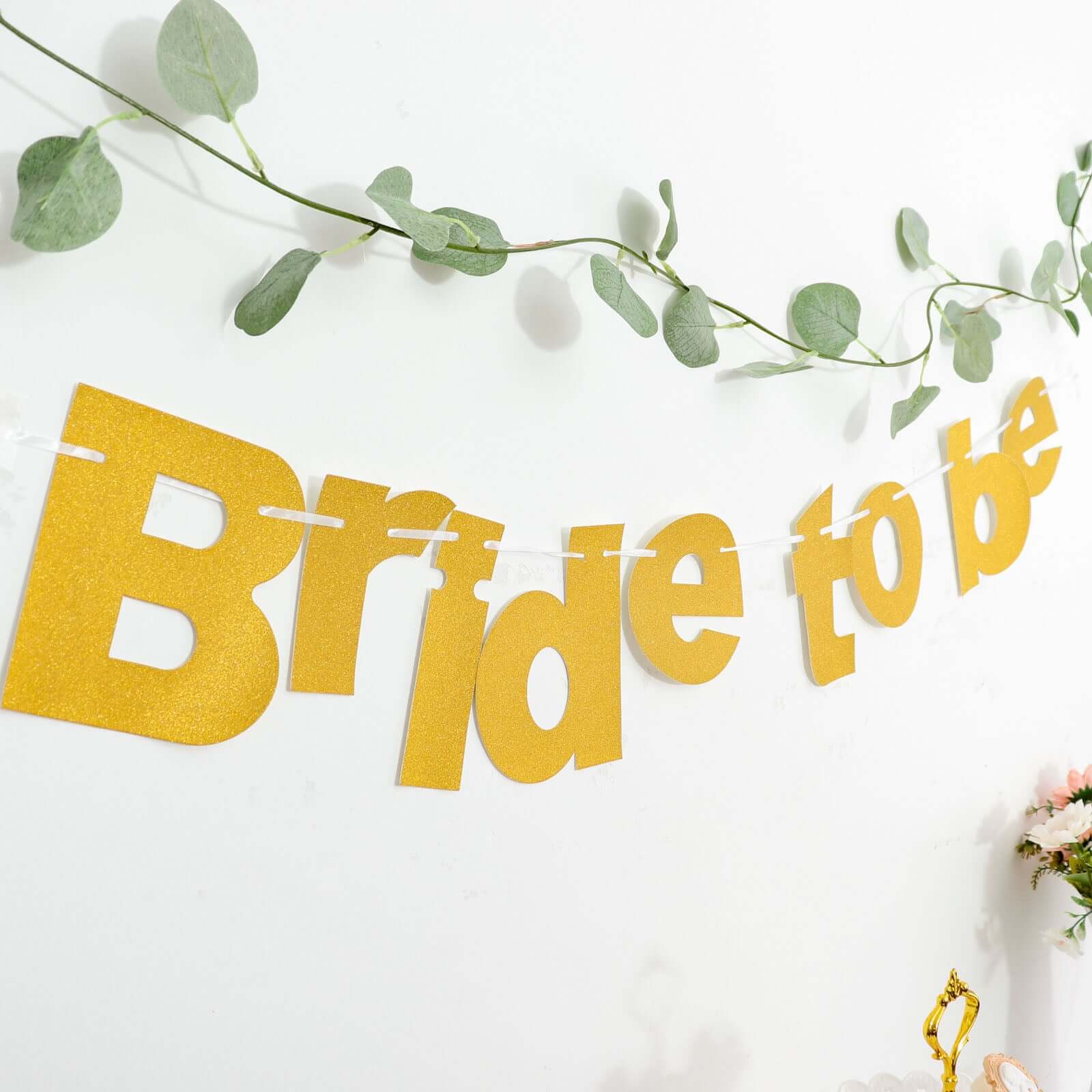Gold Glittered Bride To Be Paper Hanging Bridal Shower Garland Banner, Bachelorette Party Banner 3.5ft - Image 9