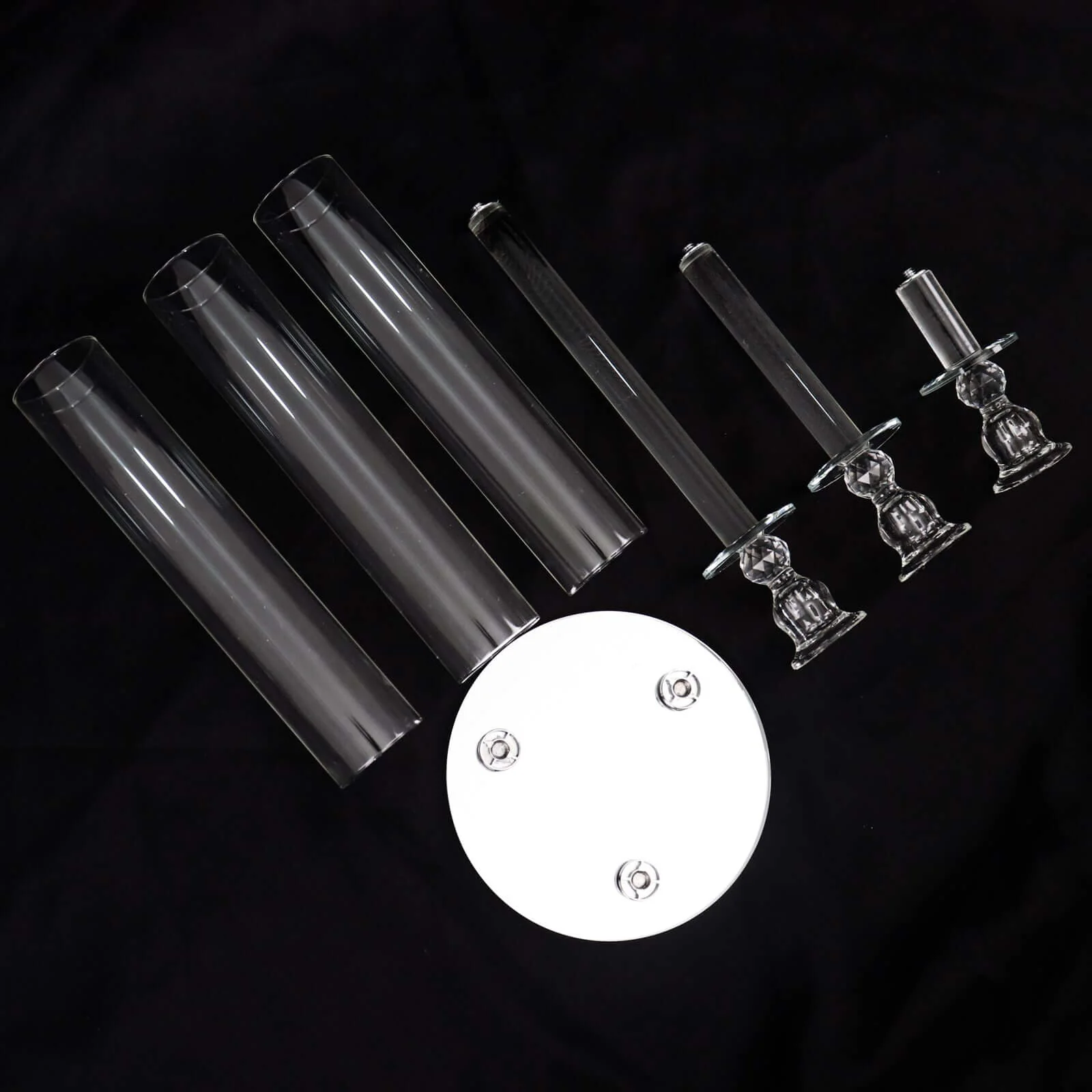 3-Arm Crystal Glass Candelabra Round Taper Design 23" Clear - Sleek Candle Holder for Pillar Candles & Wedding Centerpieces - Image 4