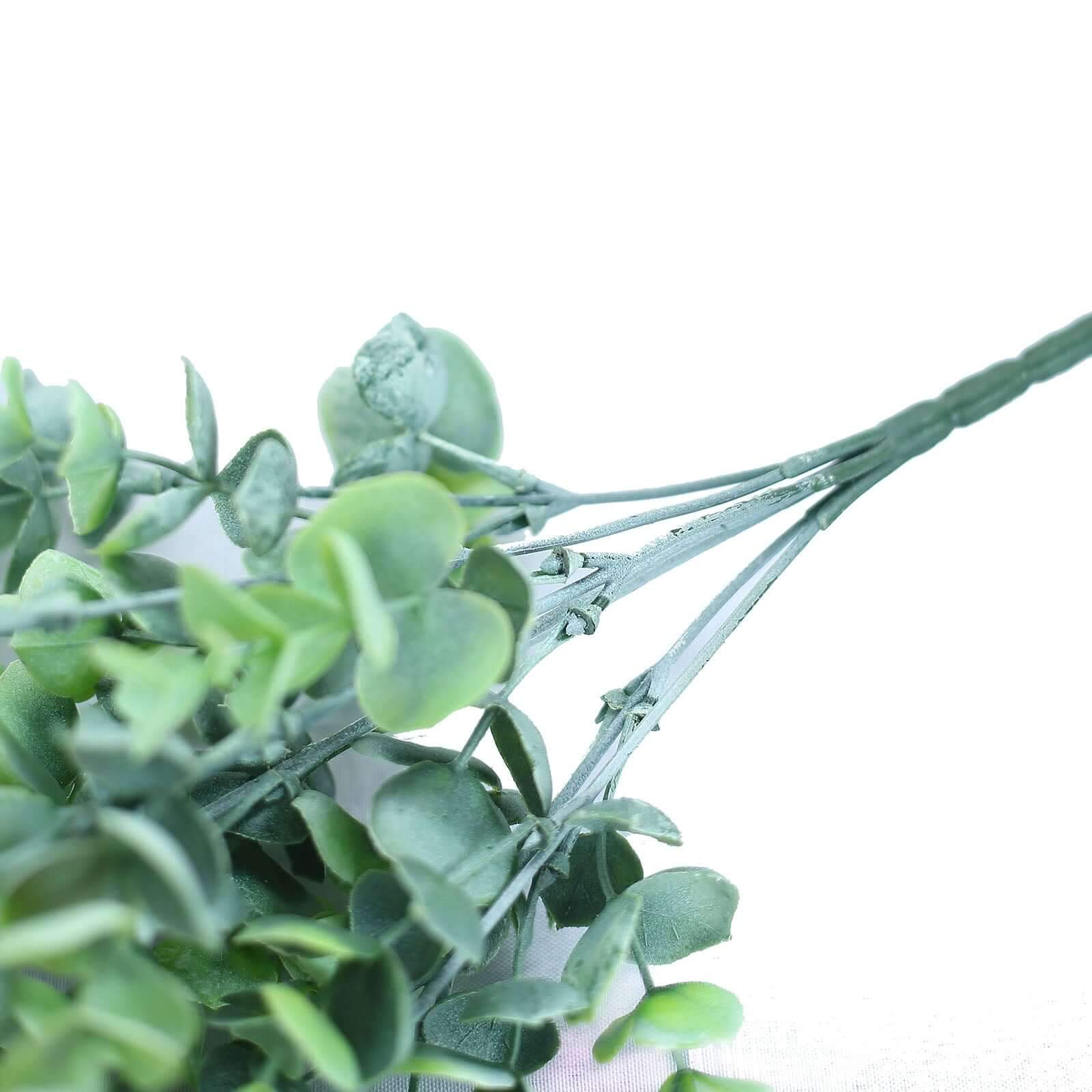 3 Bushes Artificial Eucalyptus Branches, Greenery Bouquet Plants 14" - Image 2
