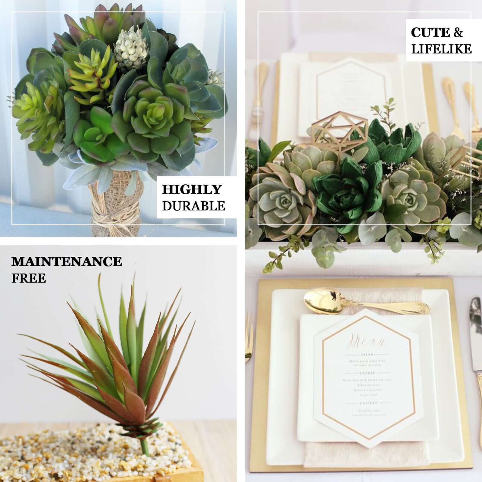 3 Pack Assorted Artificial Yucca Aloe Vera Succulent Air Plants 13" - Image 4
