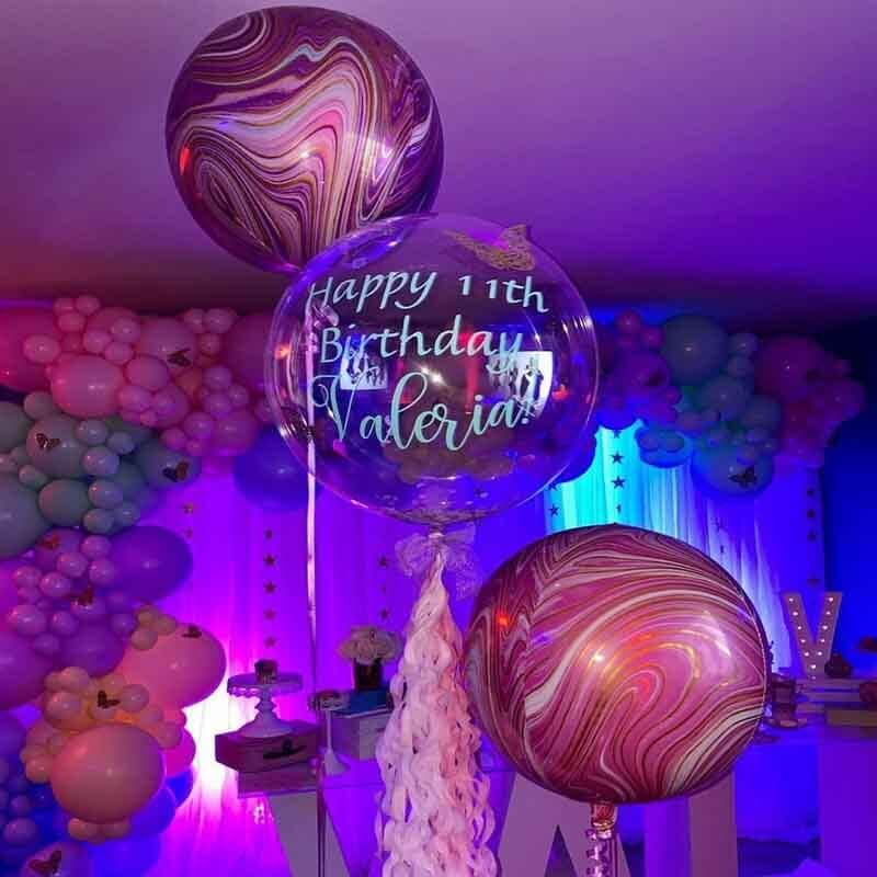 3 Pack Purple/Gold Marble Orbz Foil Balloons, 4D Sphere Mylar Balloons 13" - Image 9