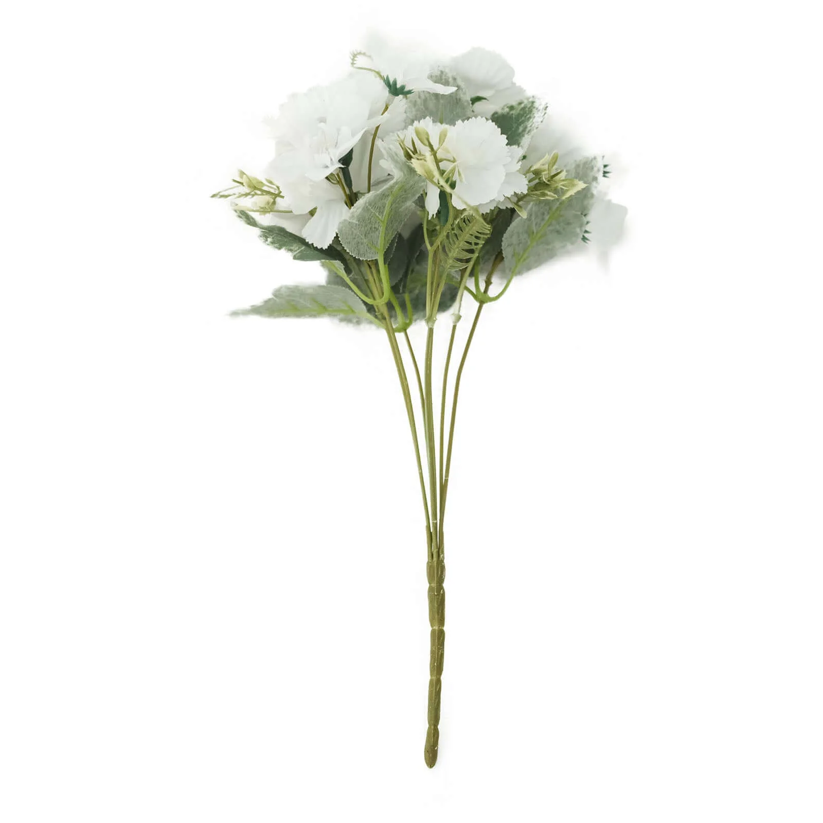 3 Pack White Artificial Silk Carnation Flower Bouquets, Faux Floral Arrangement Bushes 14" - Image 6