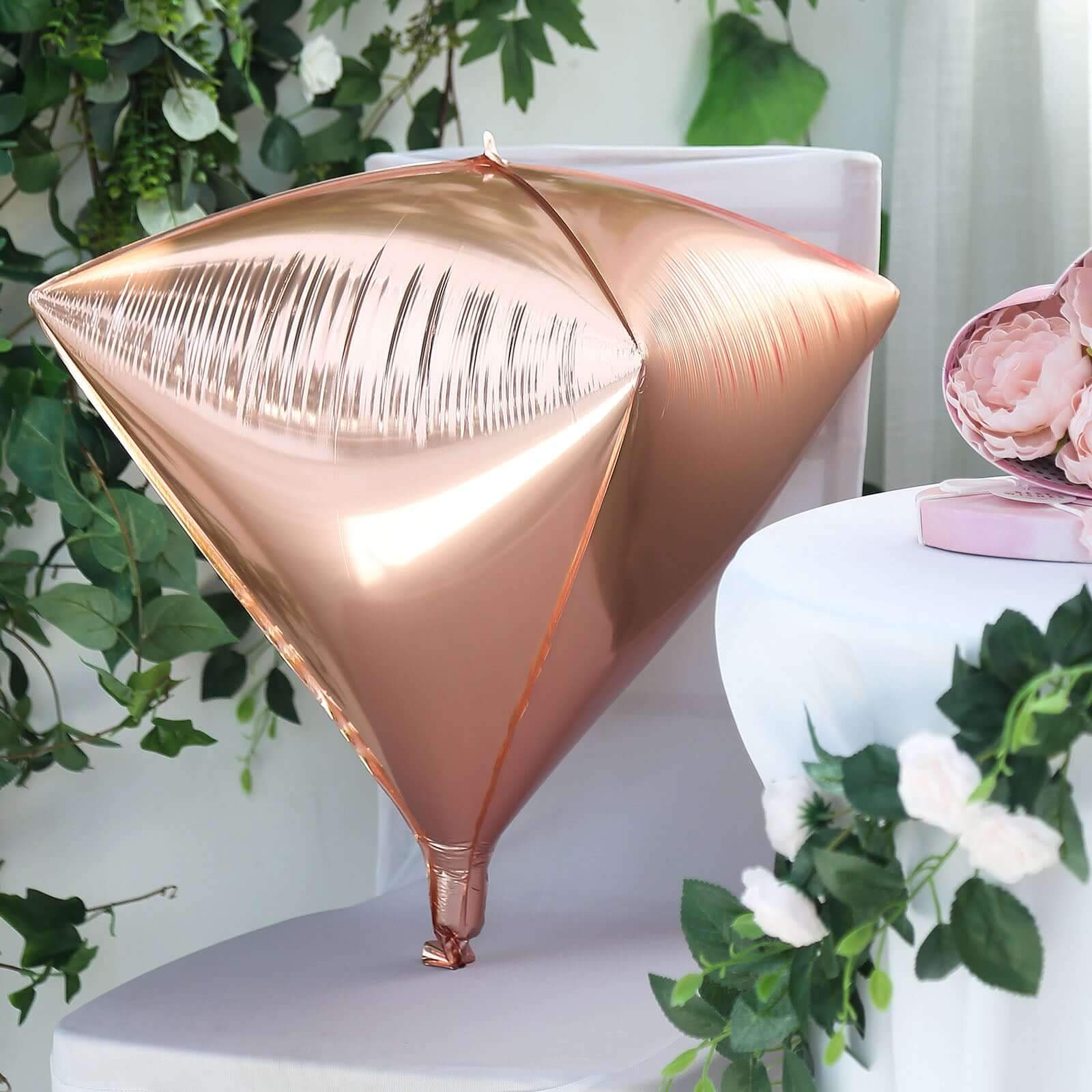 3 Pack Rose Gold 4D Diamond Self-Sealing Reusable Foil Balloon 16"