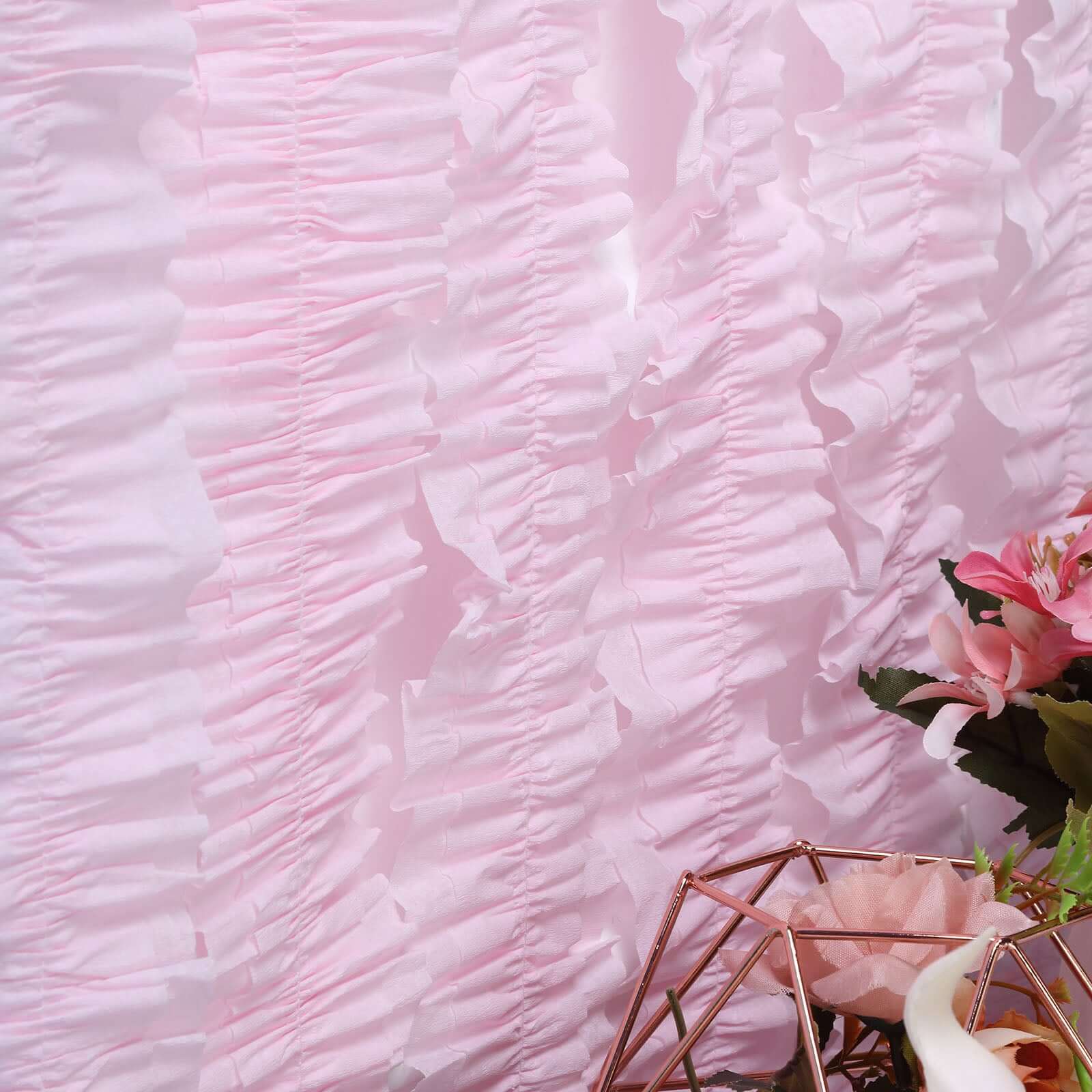 3 Pack Blush Ruffled Paper Streamer Rolls, Crepe Tissue Party Decorations 28ft - Image 12
