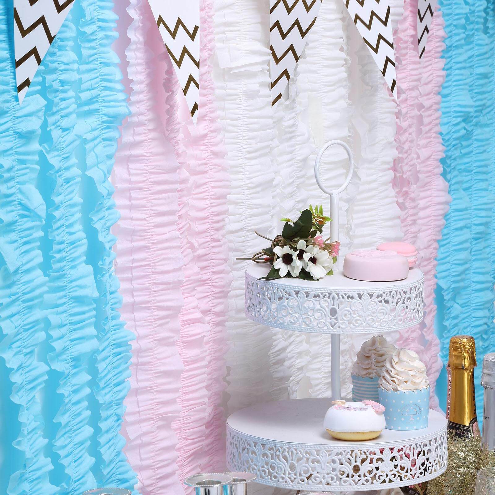3 Pack Blush Ruffled Paper Streamer Rolls, Crepe Tissue Party Decorations 28ft - Image 13