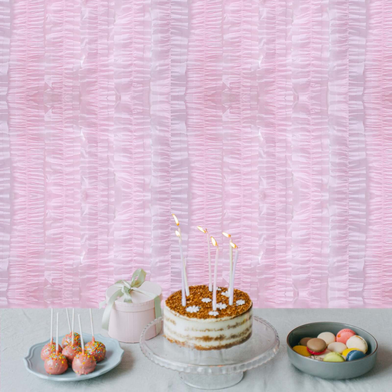 3 Pack Blush Ruffled Paper Streamer Rolls, Crepe Tissue Party Decorations 28ft - Image 2